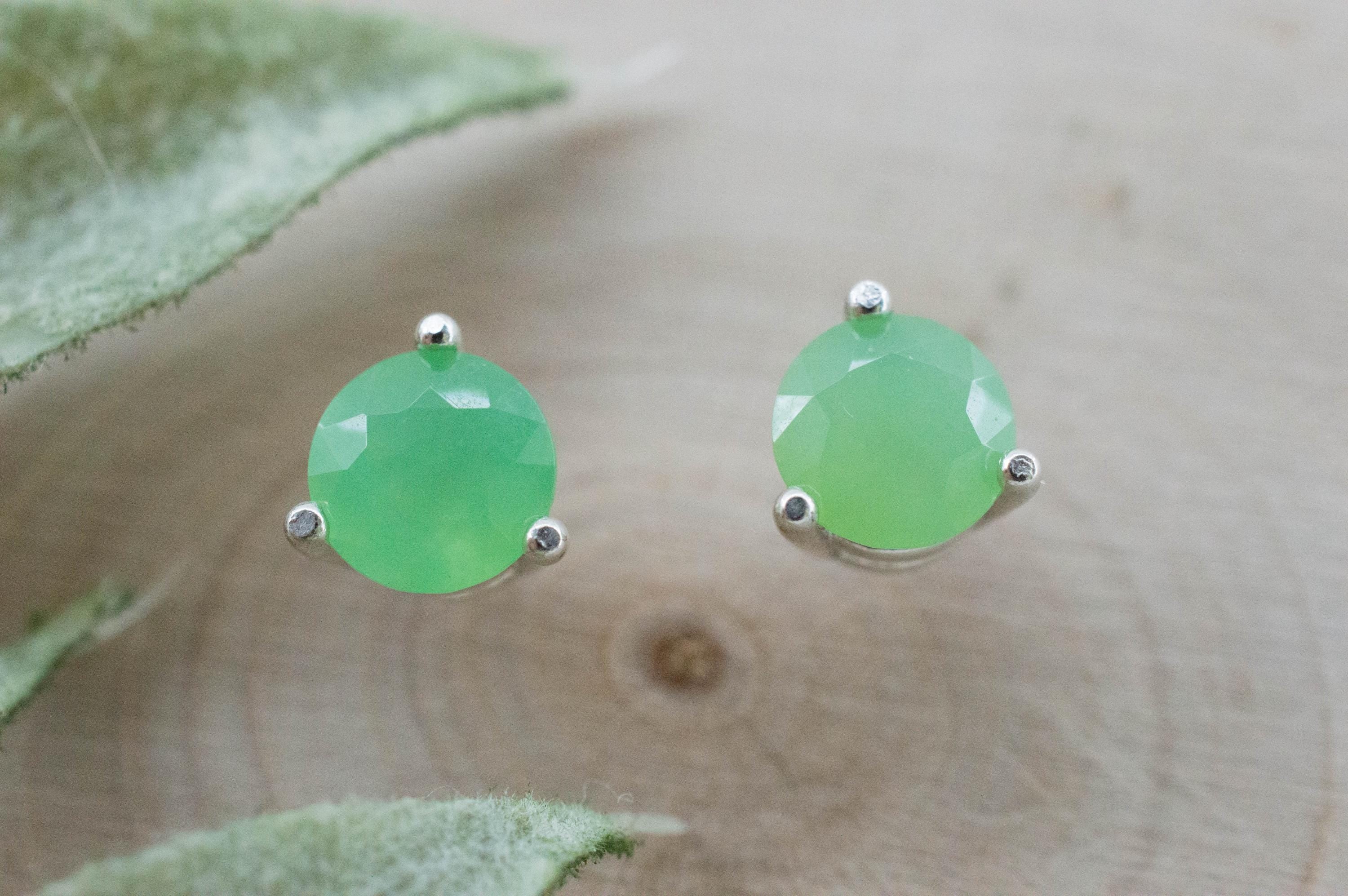 Chrysoprase Earrings, Natural Untreated Australian Chrysoprase; 1.125cts - Mark Oliver Gems