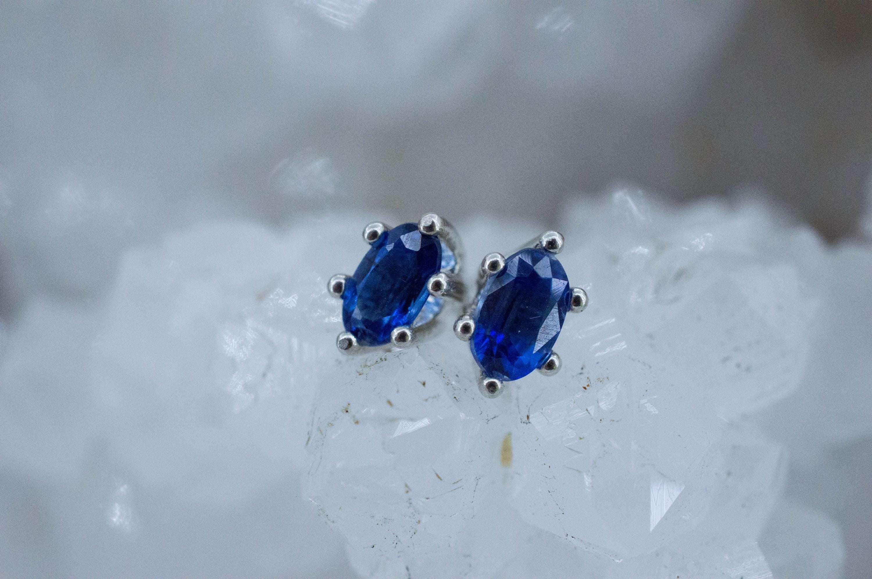 Kyanite Earrings; Natural Untreated Nepal Kyanite; 0.670cts - Mark Oliver Gems