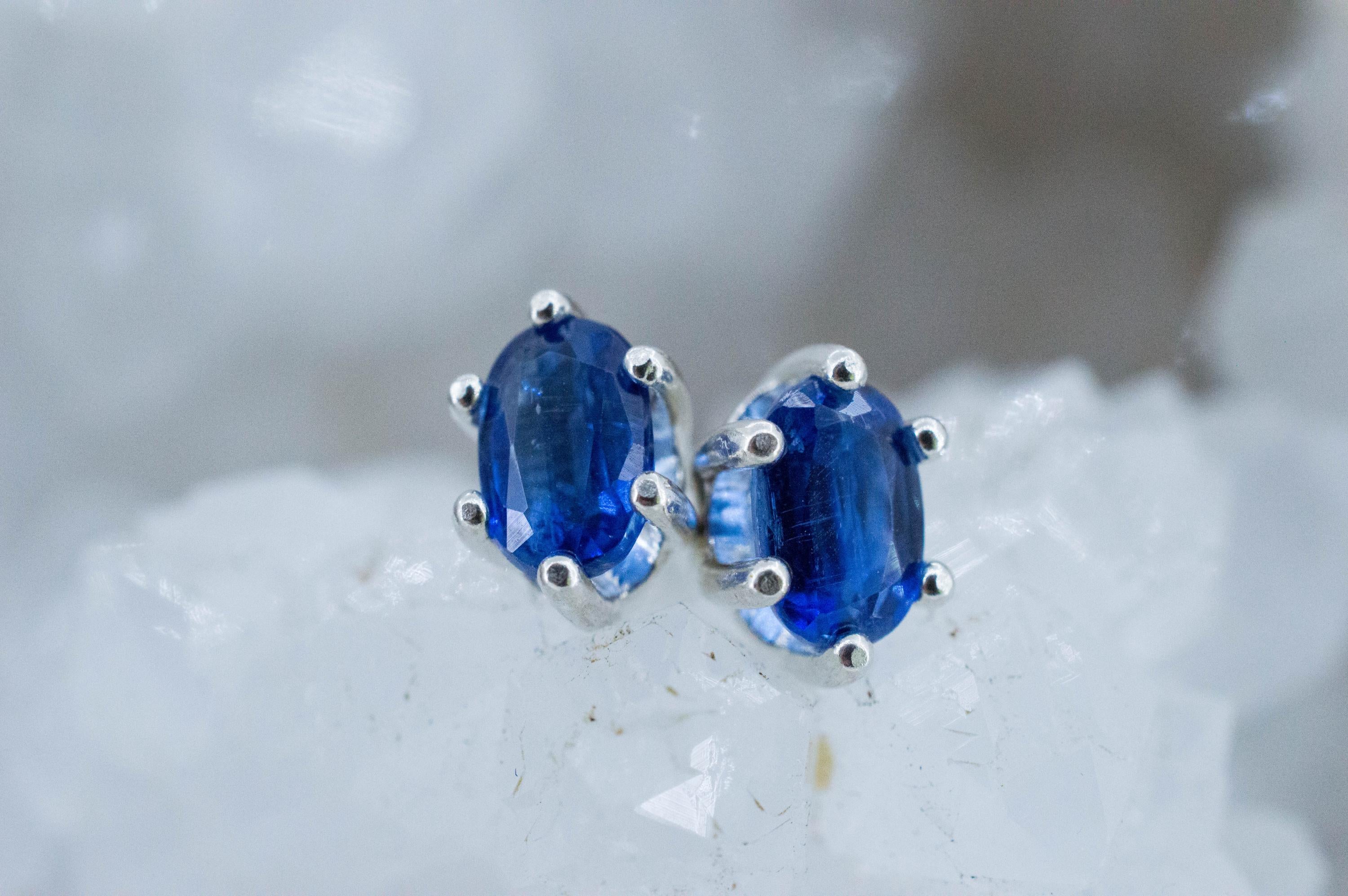 Kyanite Earrings; Natural Untreated Nepal Kyanite; 1.405cts - Mark Oliver Gems