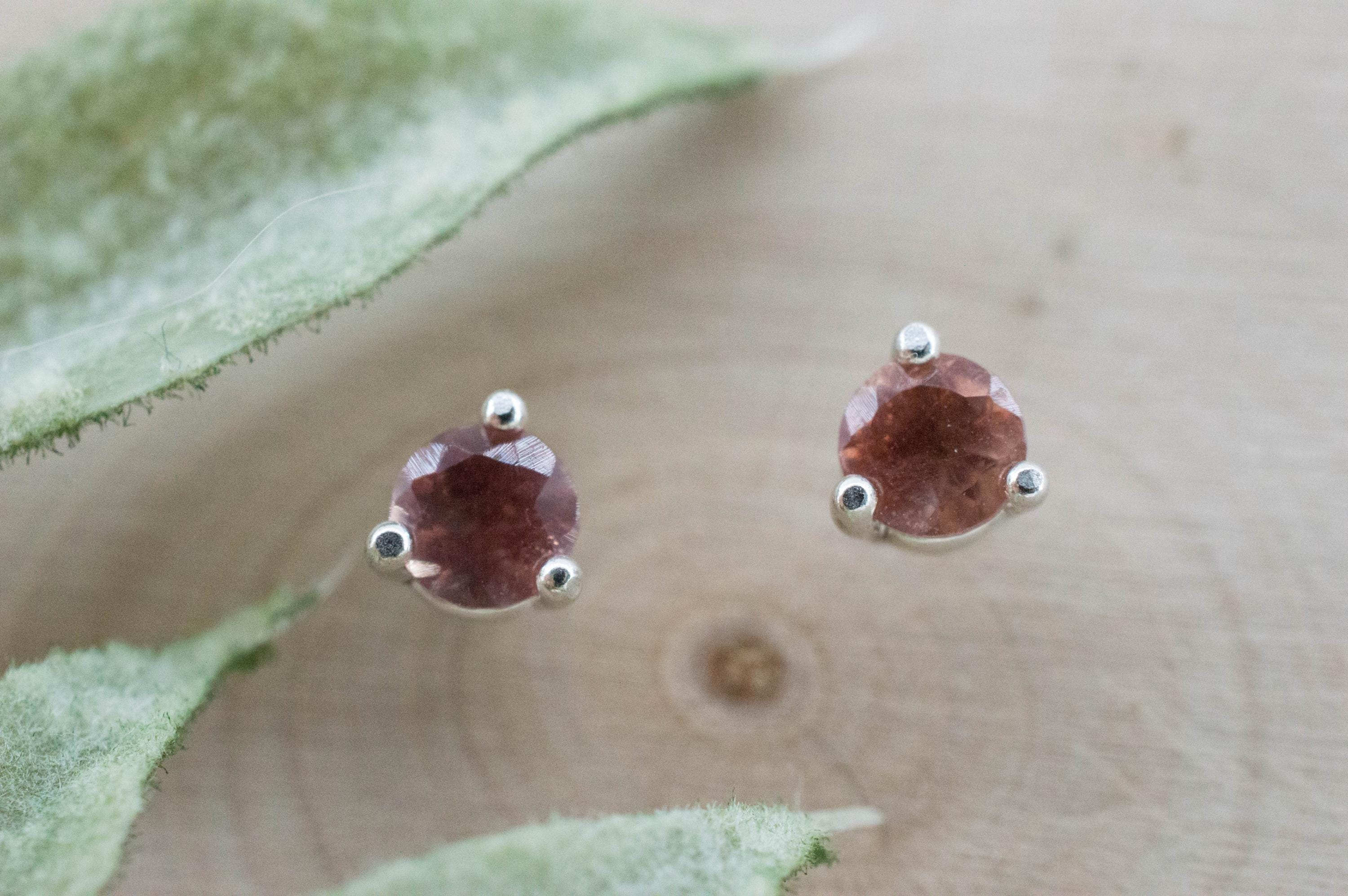 Oregon Sunstone Earrings; Natural Untreated USA Sunstone; 0.435cts - Mark Oliver Gems