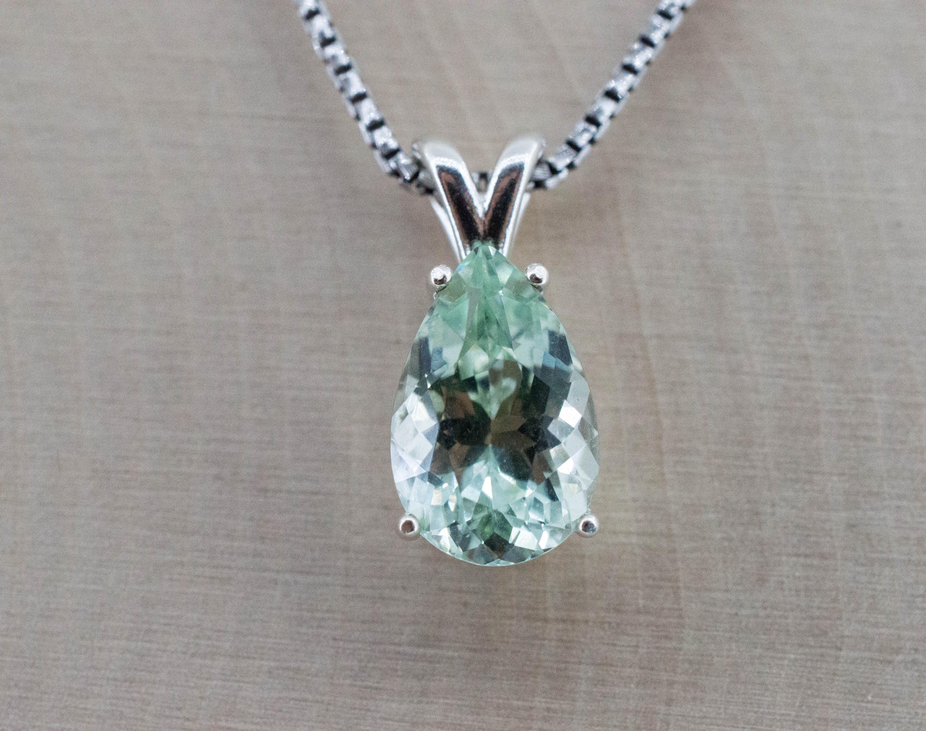 Prasiolite Pendant; Natural Brazil Green Amethyst; 3.870cts - Mark Oliver Gems