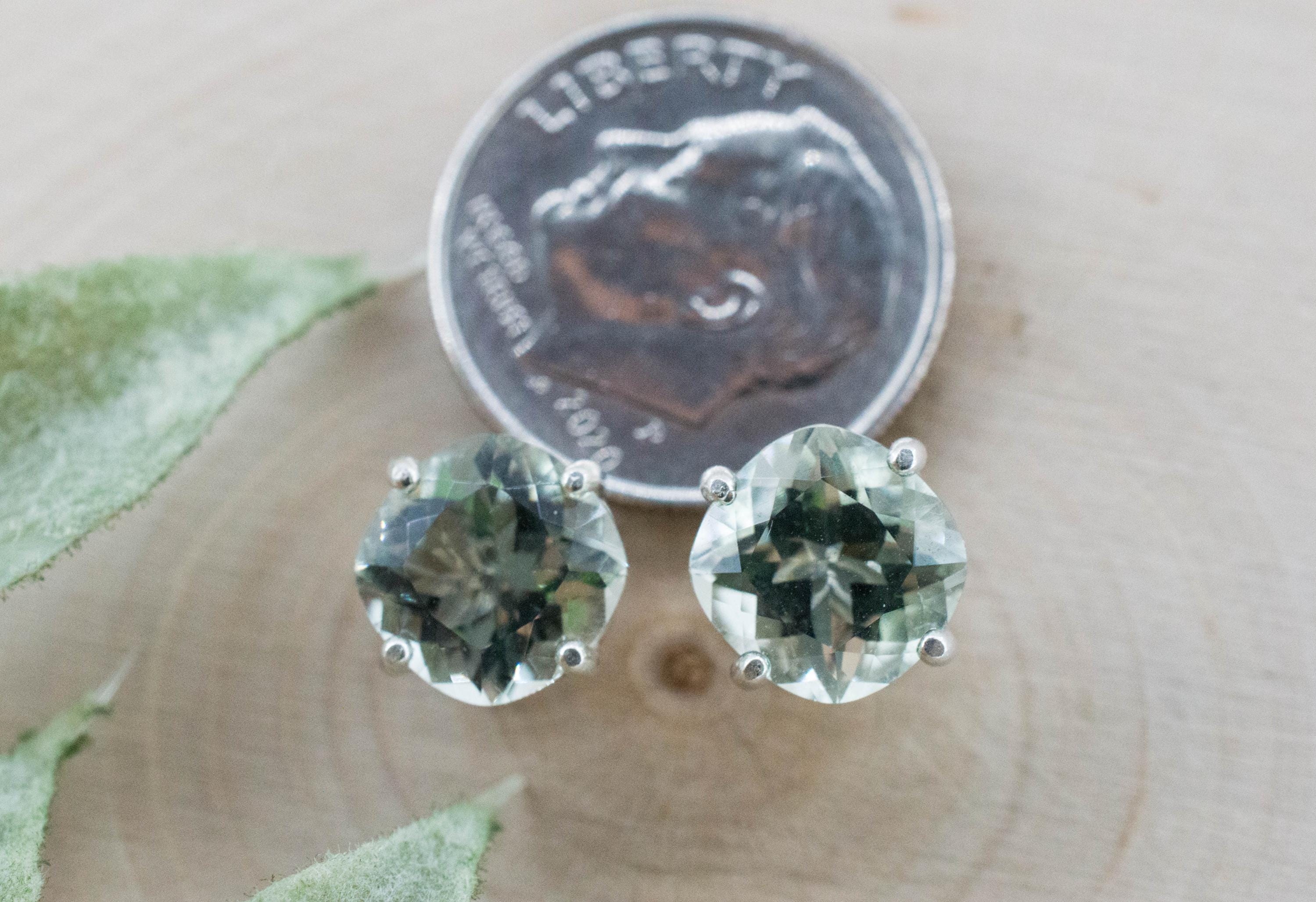Prasiolite Earrings; Natural Brazilian Green Amethyst; 3.600cts - Mark Oliver Gems