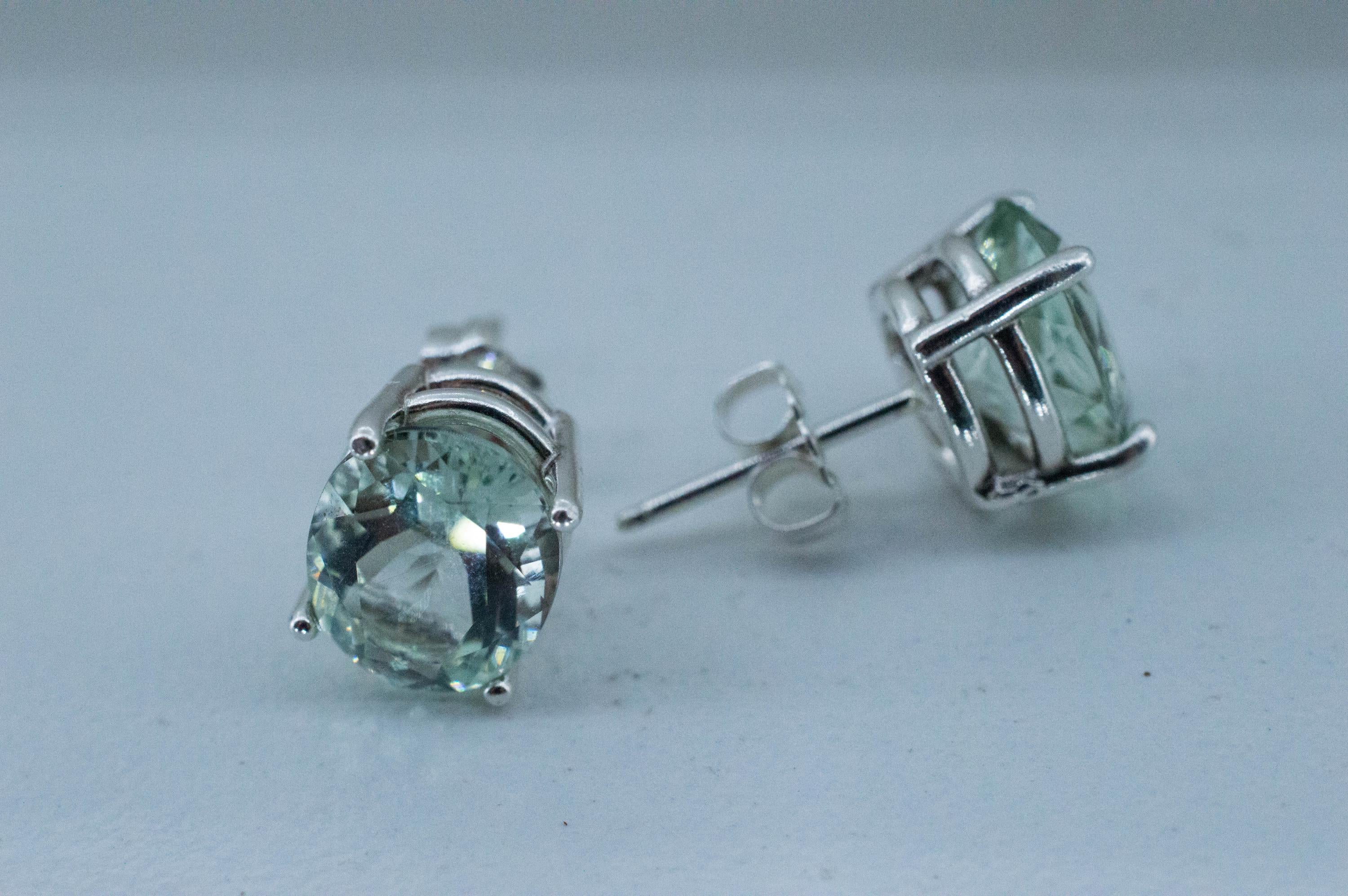 Prasiolite Earrings; Natural Brazilian Green Amethyst; 4.645cts - Mark Oliver Gems