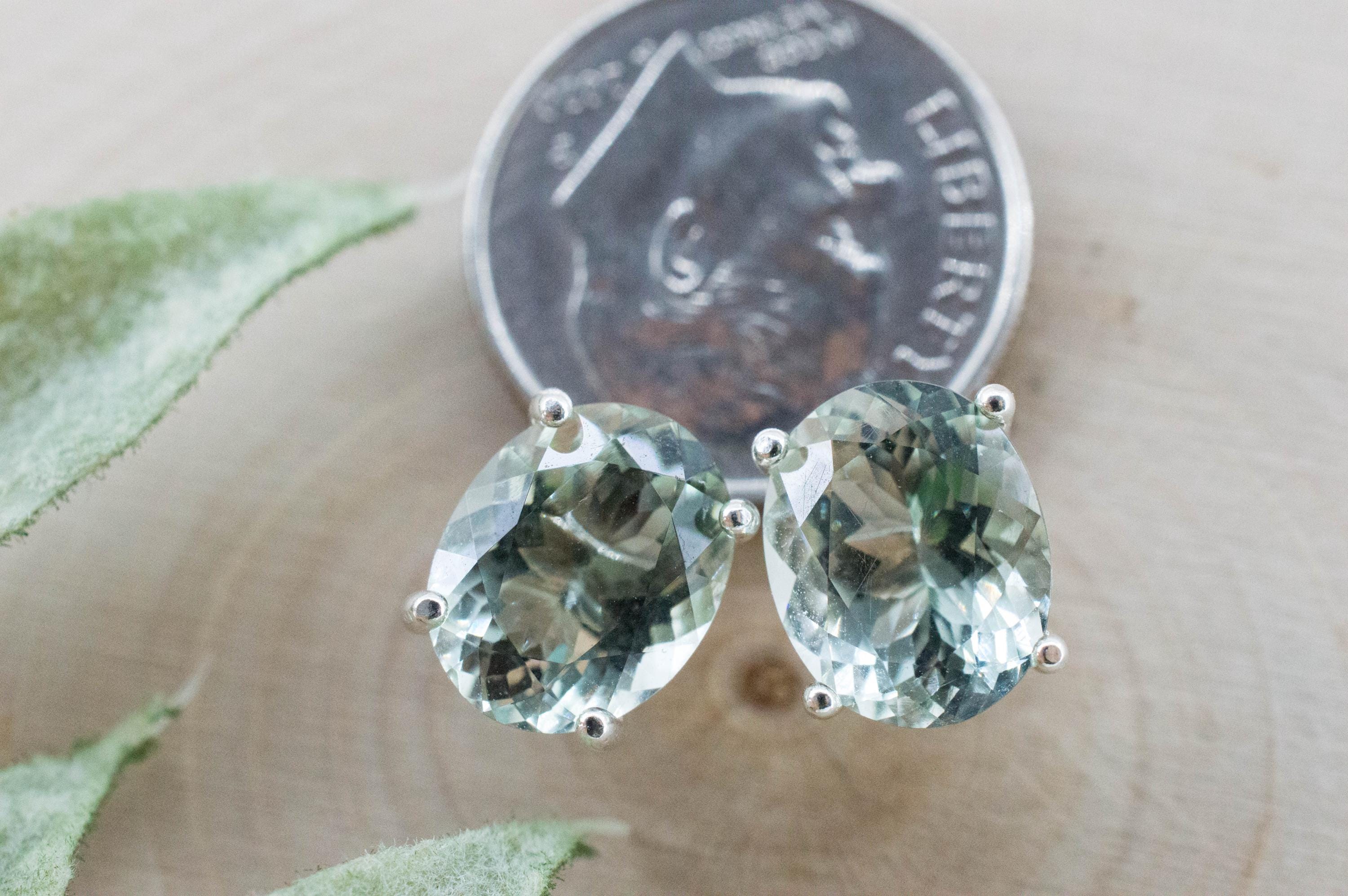 Prasiolite Earrings; Natural Brazilian Green Amethyst; 4.645cts - Mark Oliver Gems