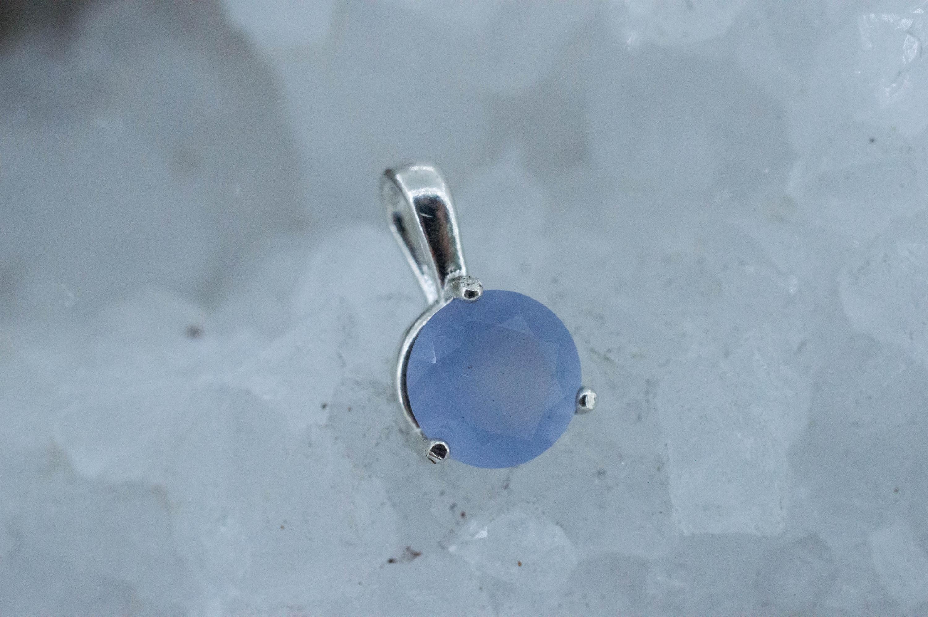 Blue Agate Pendant; Natural Untreated Namibia Agate; 1.500cts - Mark Oliver Gems