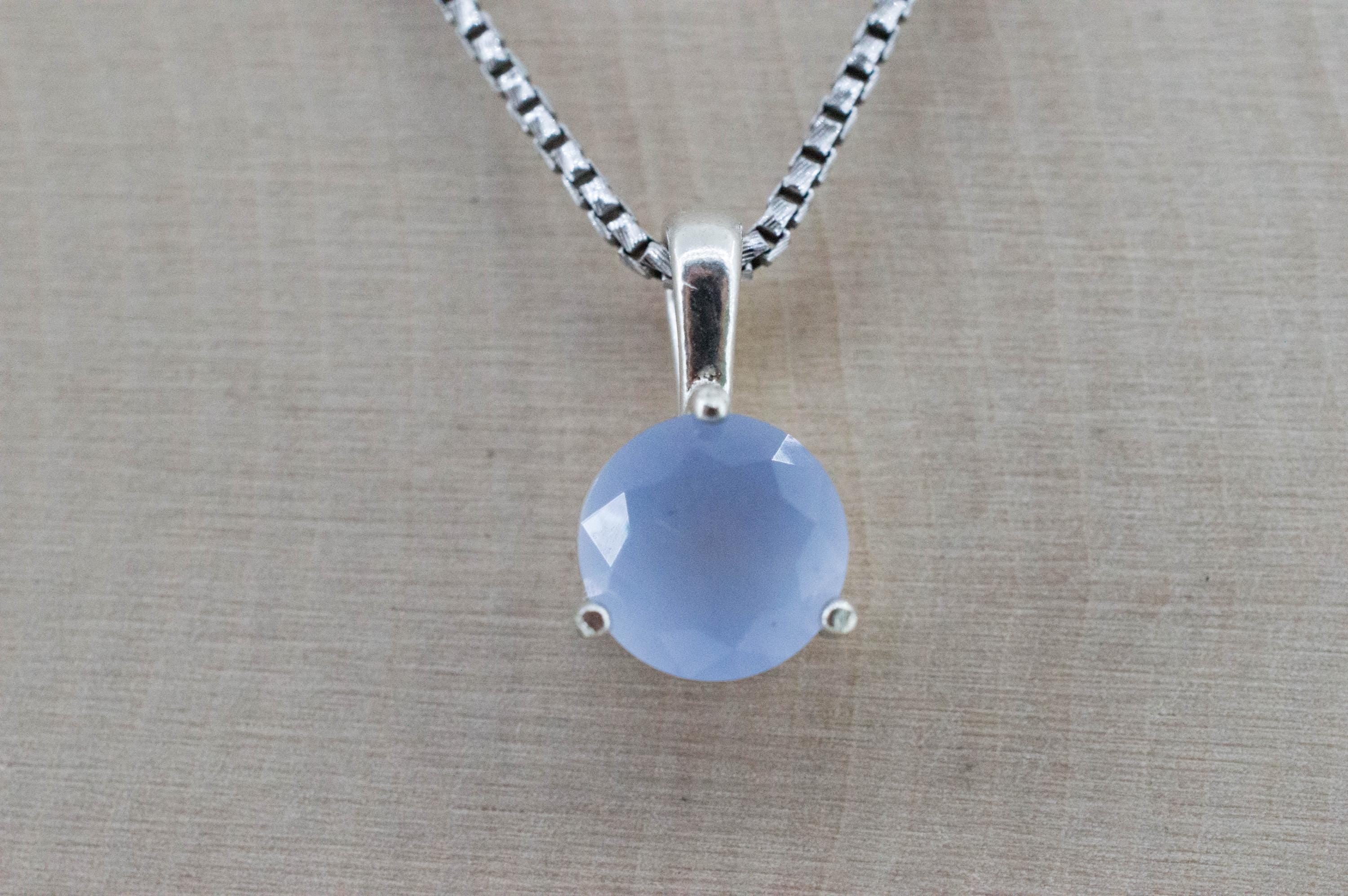 Blue Agate Pendant; Natural Untreated Namibia Agate; 1.500cts - Mark Oliver Gems