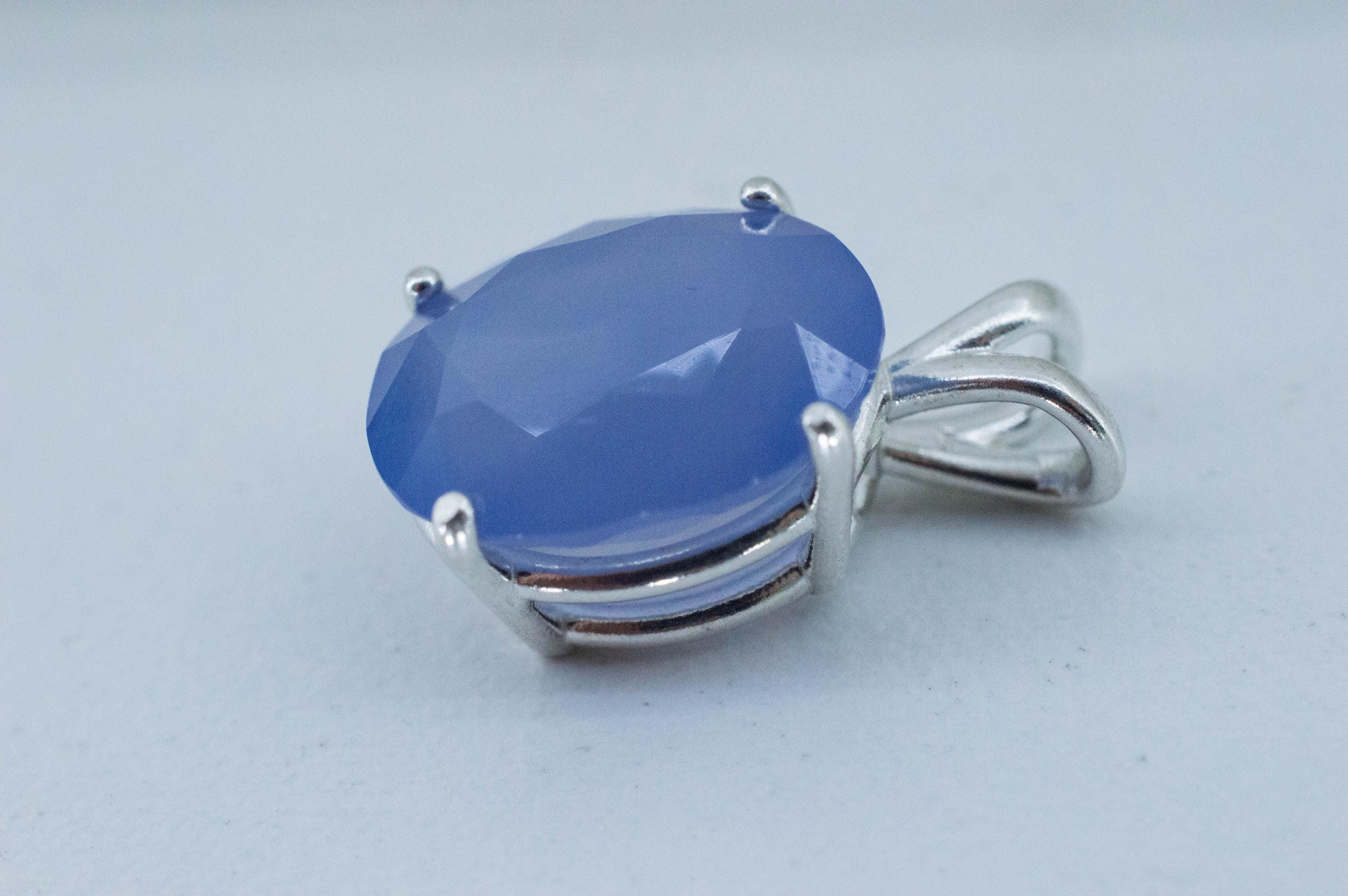 Blue Agate Pendant; Natural Untreated Namibia Agate; 7.340cts - Mark Oliver Gems