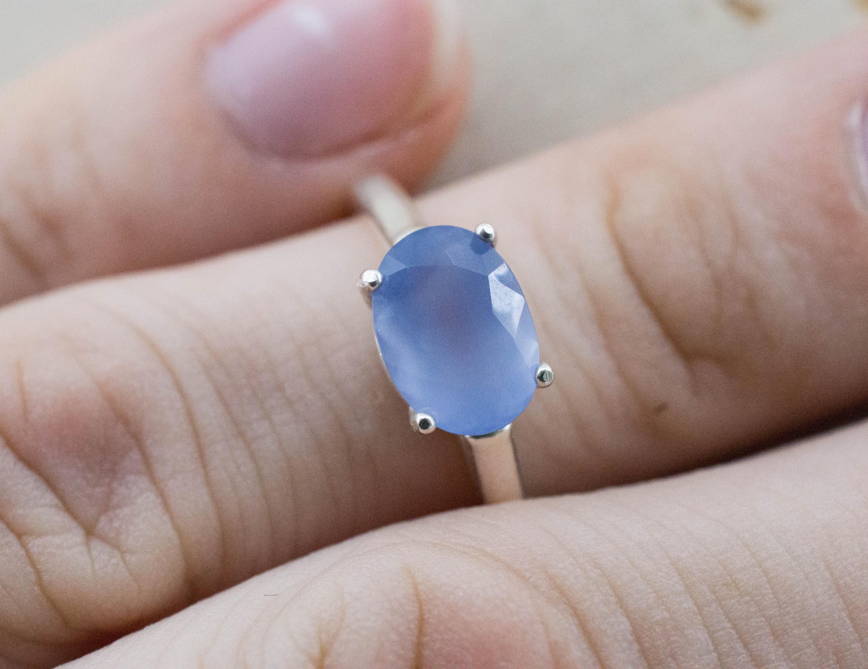 Blue Agate Ring; Natural Untreated Namibia Blue Agate; 1.650cts - Mark Oliver Gems