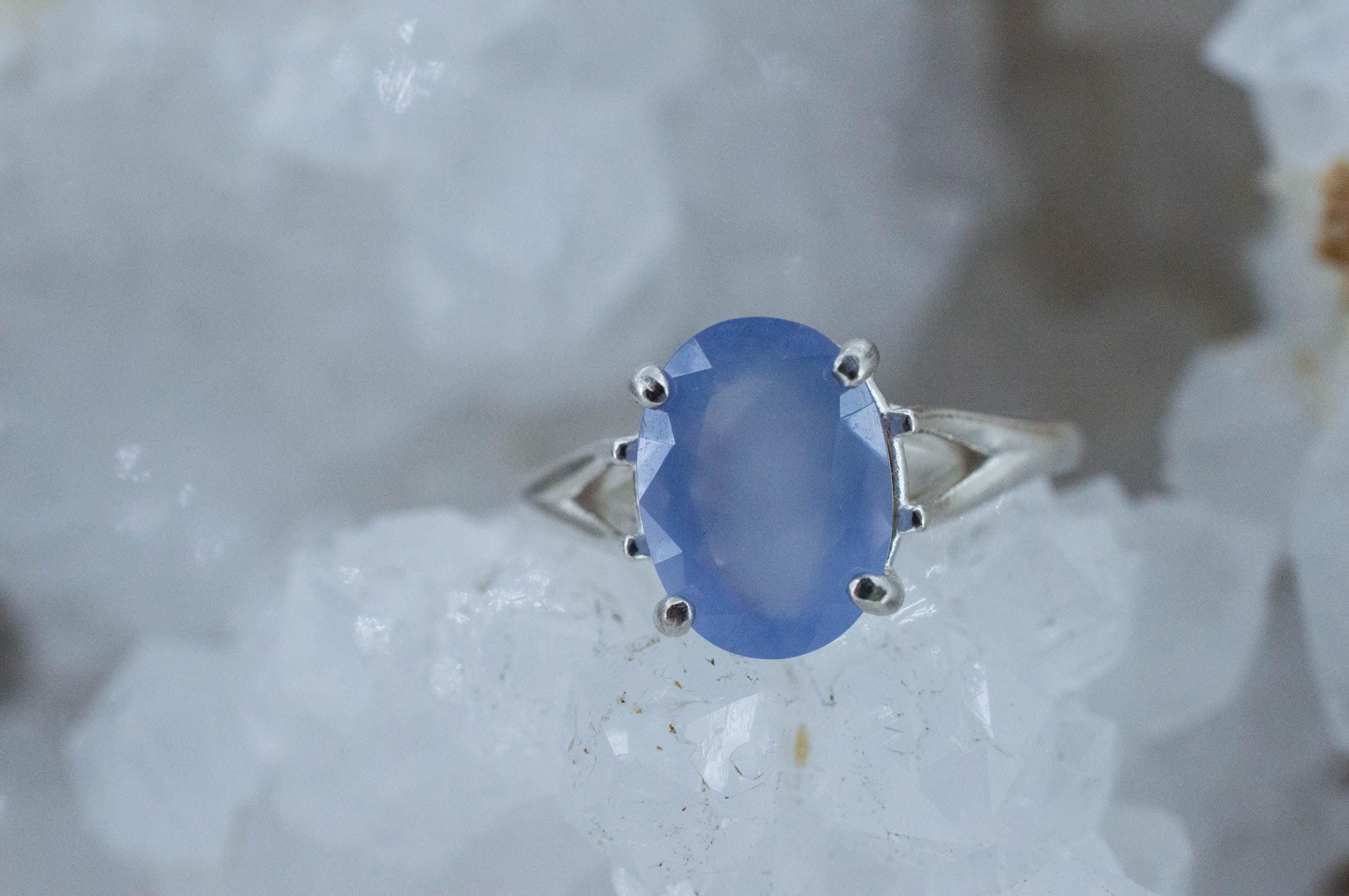 Blue Agate Ring; Natural Untreated Namibia Blue Agate; 1.945cts - Mark Oliver Gems