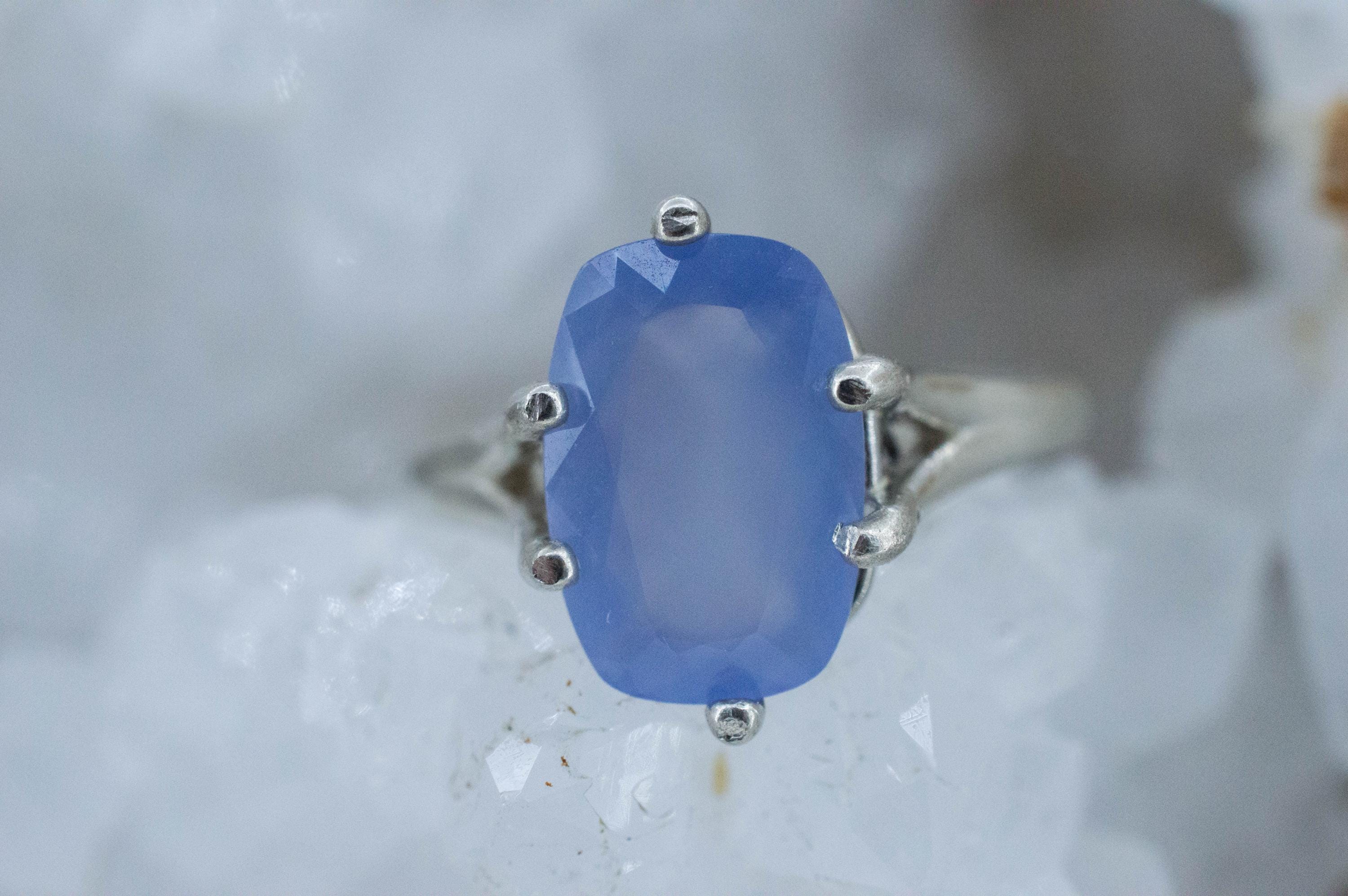 Blue Agate Ring; Natural Untreated Namibia Blue Agate; 2.825cts - Mark Oliver Gems