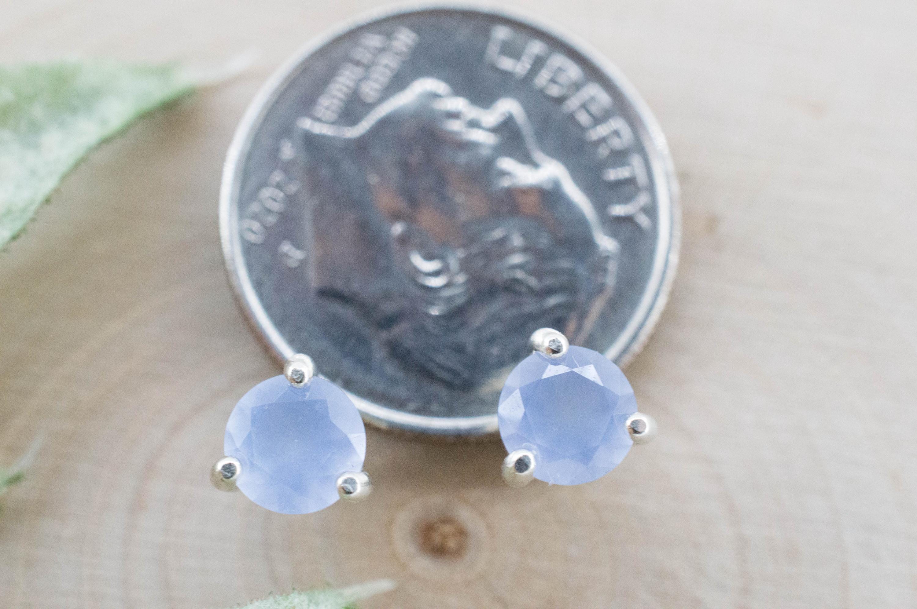 Blue Agate Earrings; Natural Untreated Namibia Agate; 0.760cts - Mark Oliver Gems
