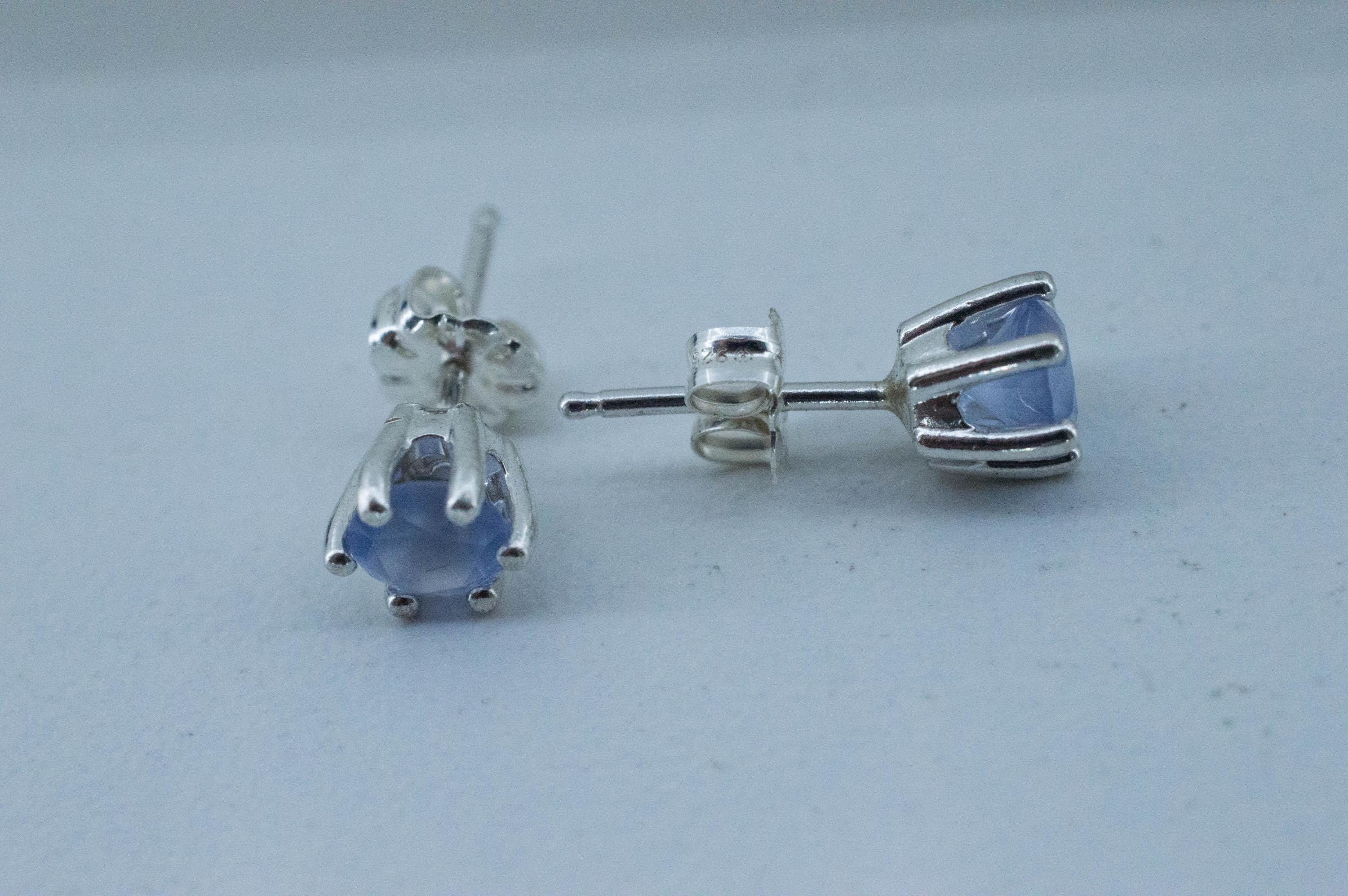 Blue Agate Earrings; Natural Untreated Namibia Agate; 0.820cts - Mark Oliver Gems