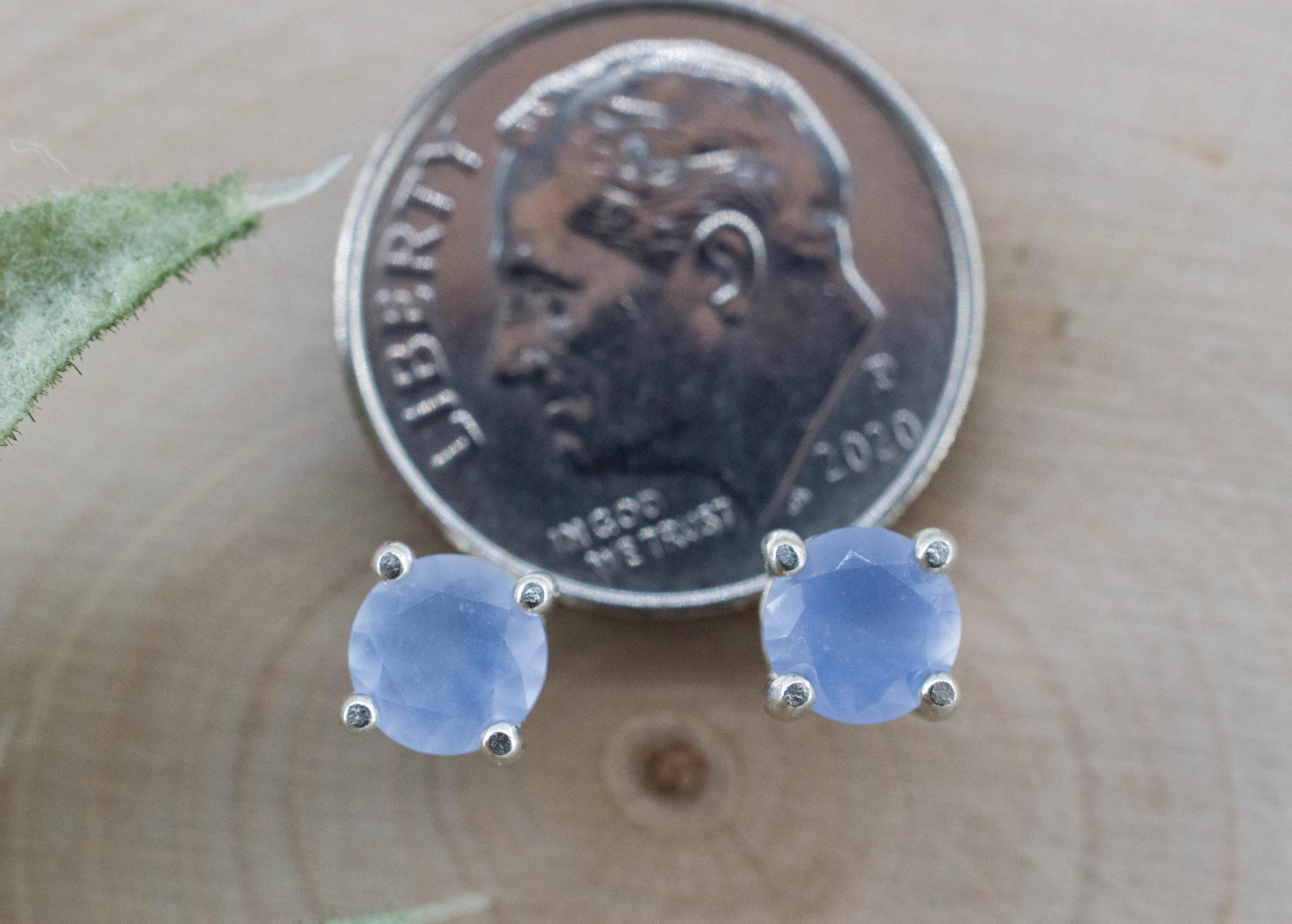 Blue Agate Earrings; Natural Untreated Namibia Agate; 0.835cts - Mark Oliver Gems