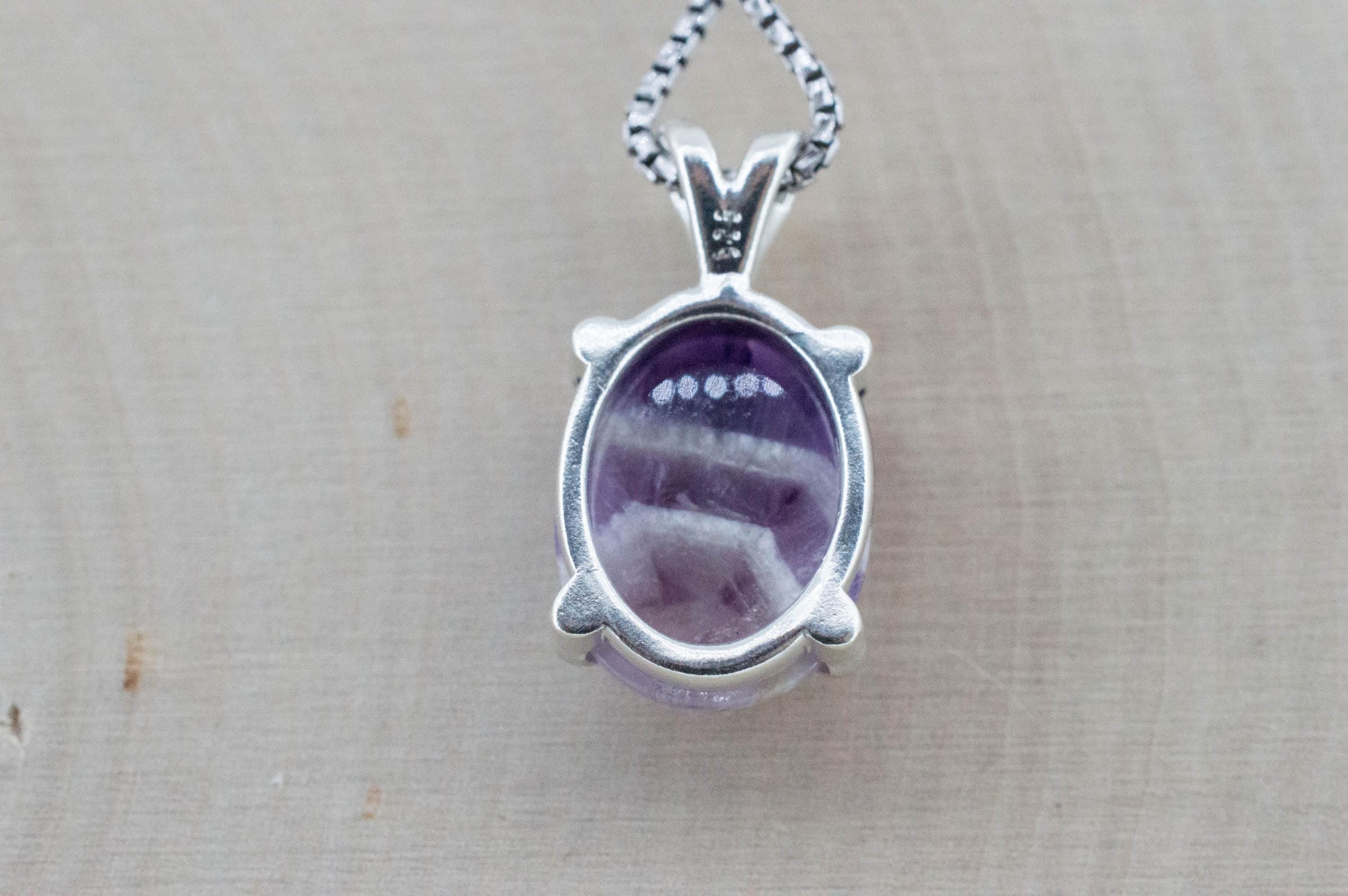 Chevron Amethyst Pendant, Natural Untreated Brazil Amethyst; 7.230cts
