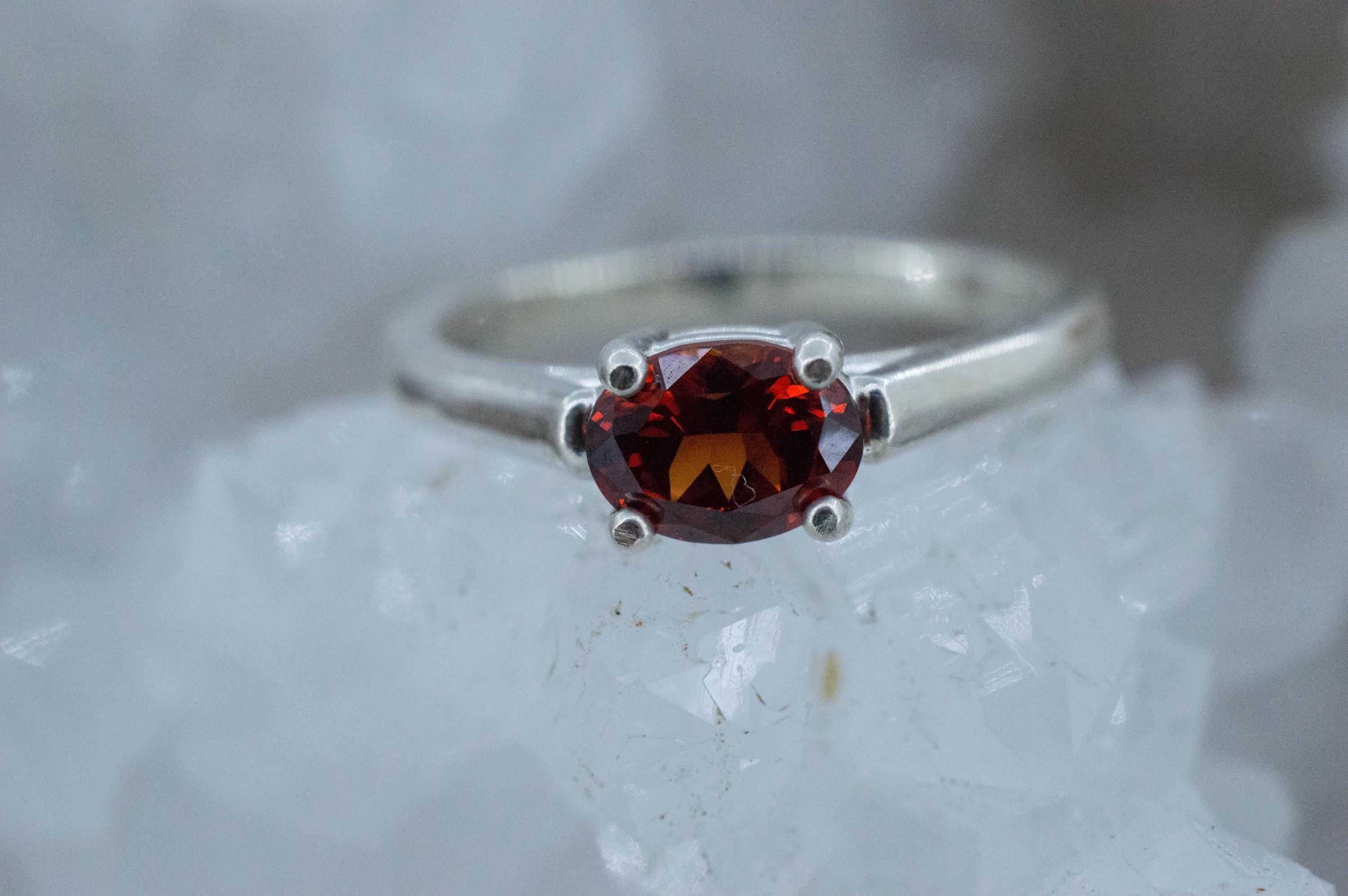 Spessartite Garnet Ring; Natural Untreated Tanzania Lindi Garnet; 1.015cts