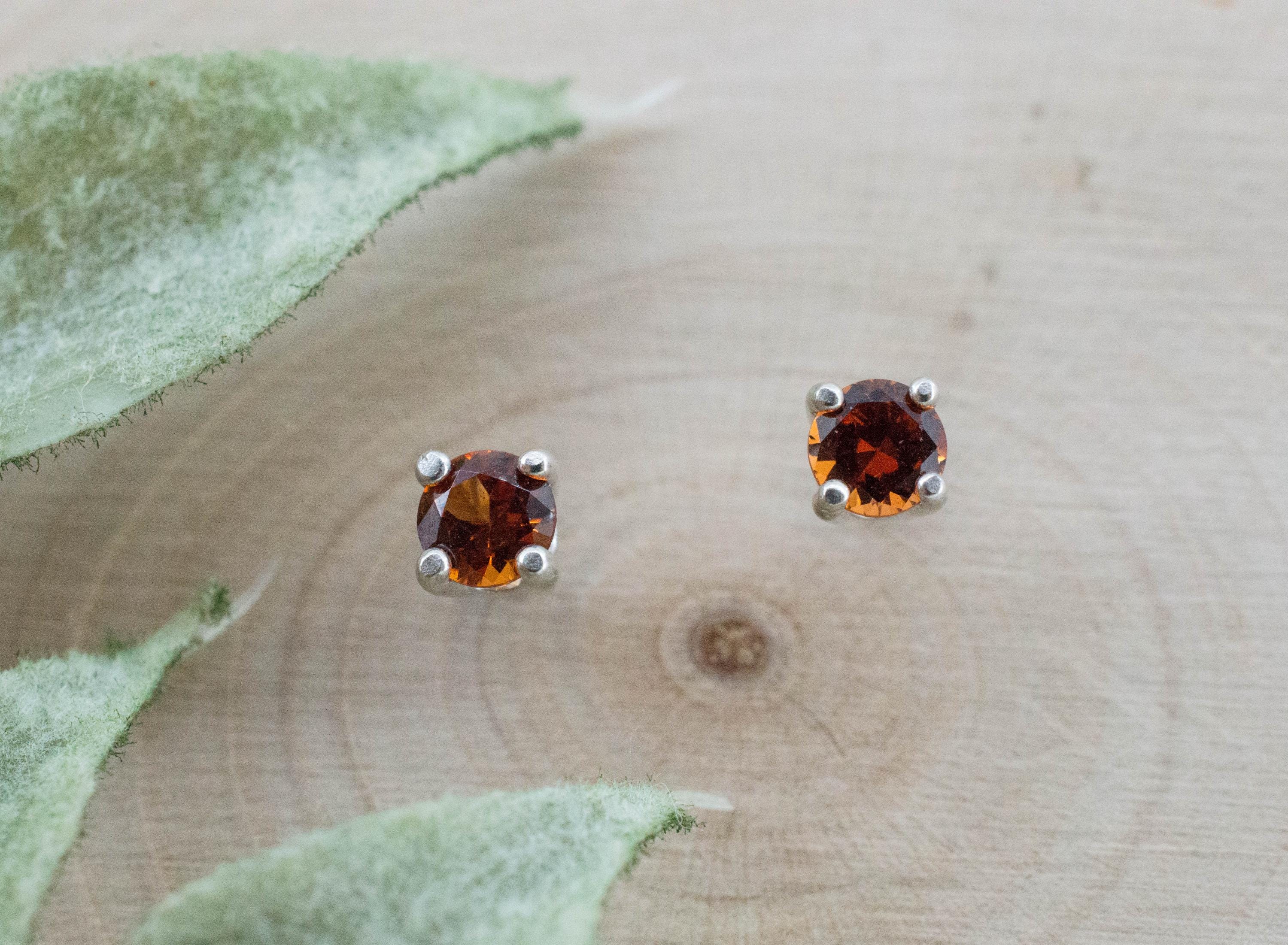 Spessartite Garnet Earrings; Natural Untreated Tanzania Lindi Garnet; 0.425cts