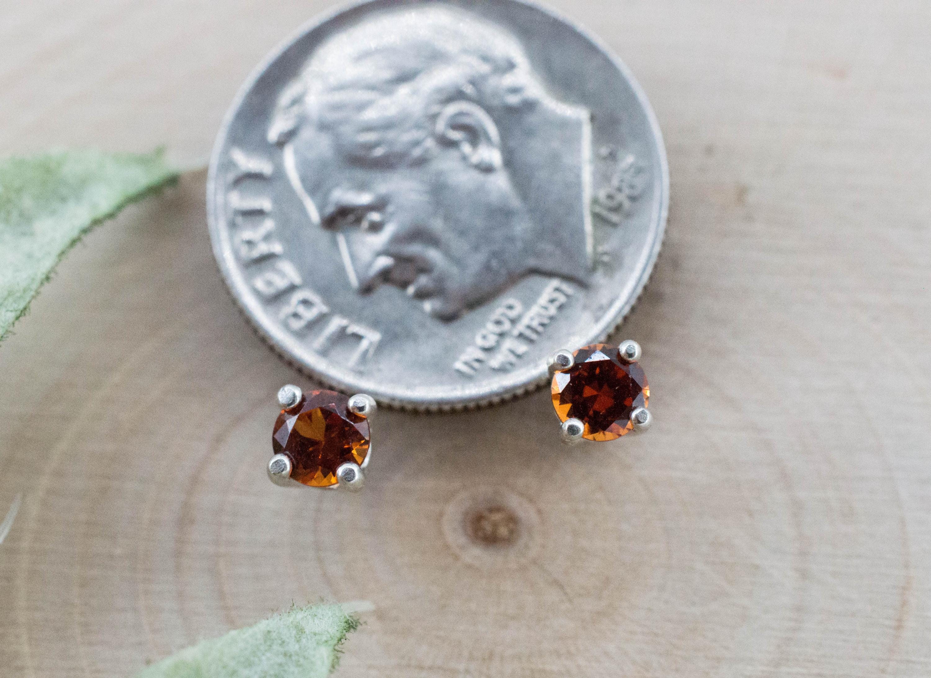 Spessartite Garnet Earrings; Natural Untreated Tanzania Lindi Garnet; 0.425cts - Mark Oliver Gems