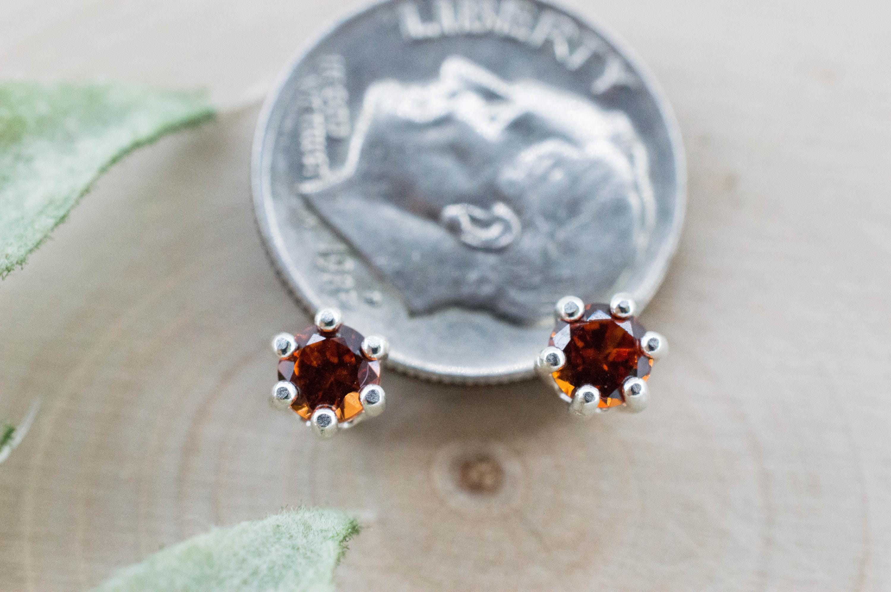 Spessartite Garnet Earrings; Natural Untreated Tanzania Lindi Garnet; 0.575cts - Mark Oliver Gems