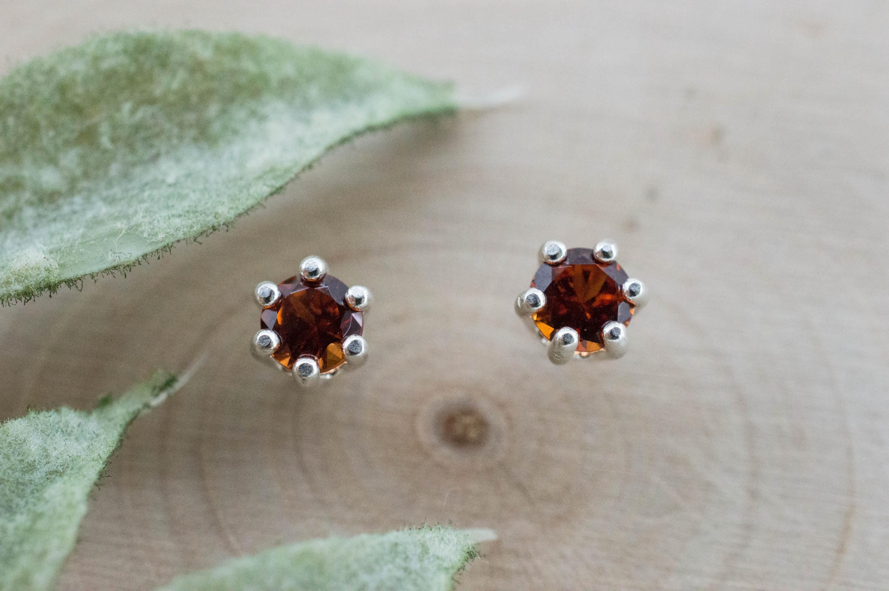 Spessartite Garnet Earrings; Natural Untreated Tanzania Lindi Garnet; 0.575cts