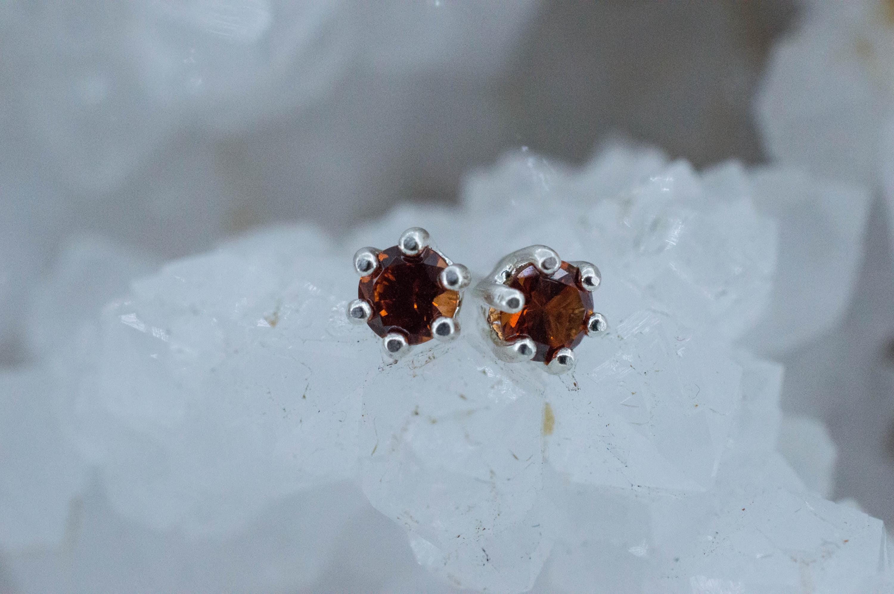 Spessartite Garnet Earrings; Natural Untreated Tanzania Lindi Garnet; 0.575cts