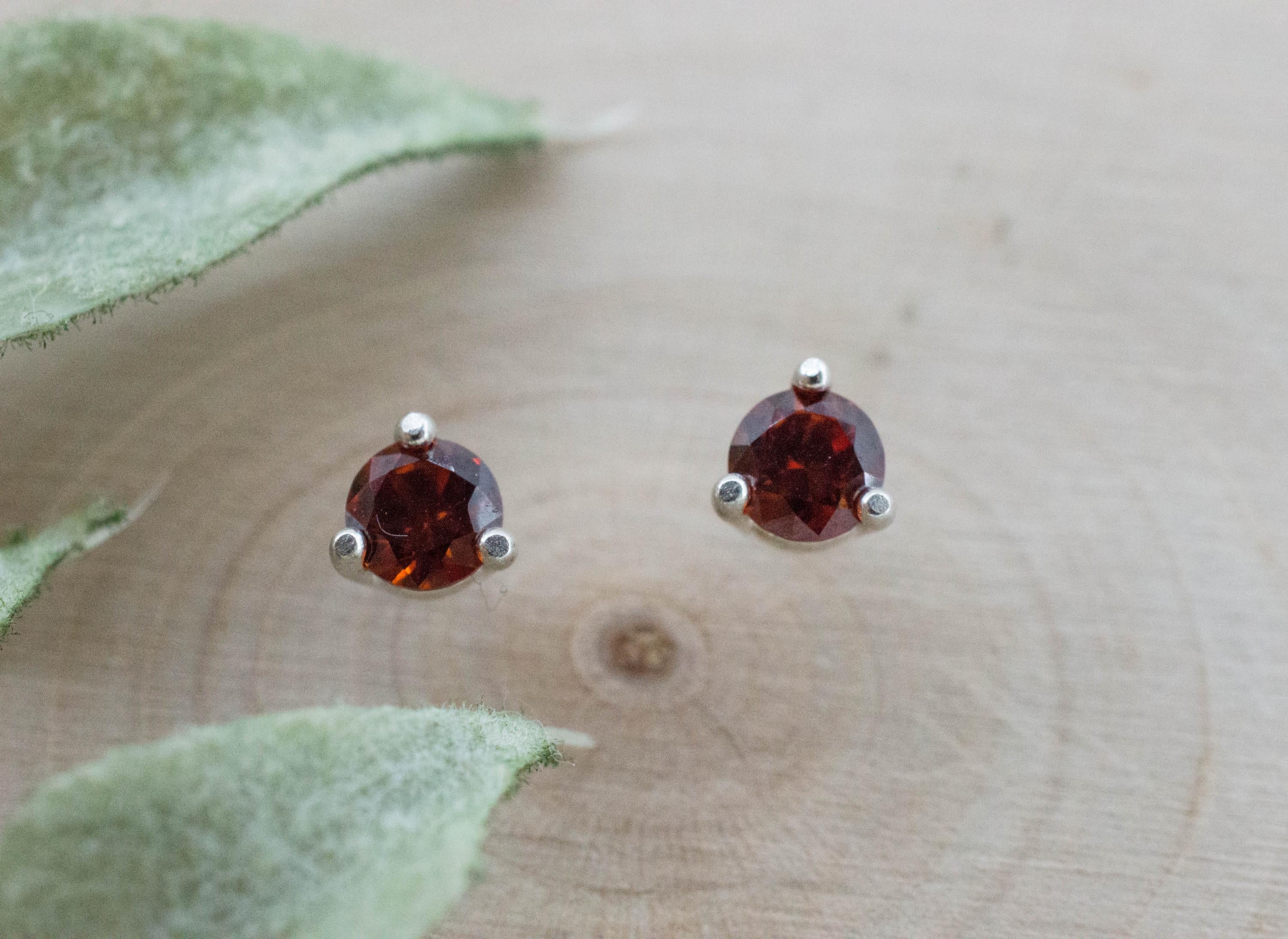 Spessartite Garnet Earrings; Natural Untreated Tanzania Lindi Garnet; 0.660cts