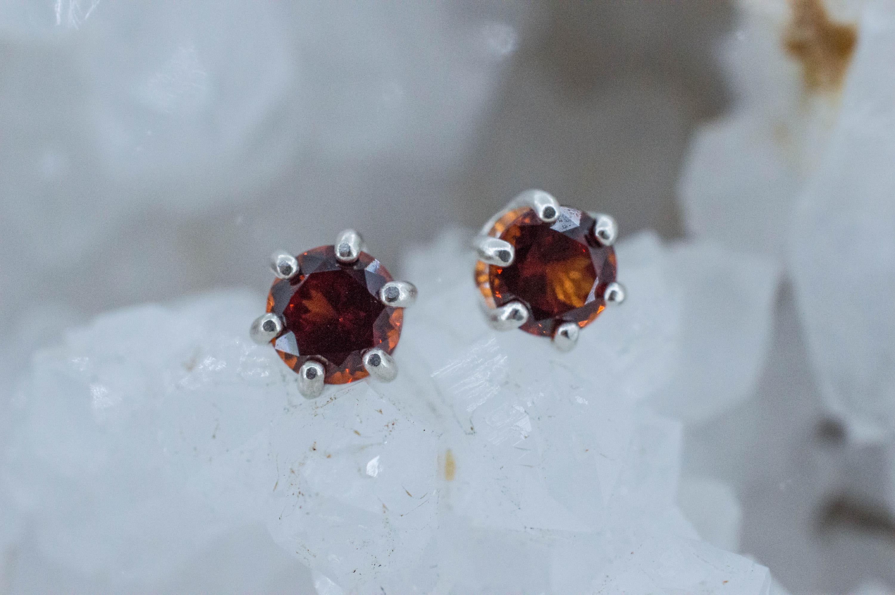 Spessartite Garnet Earrings; Natural Untreated Tanzania Lindi Garnet; 1.730cts