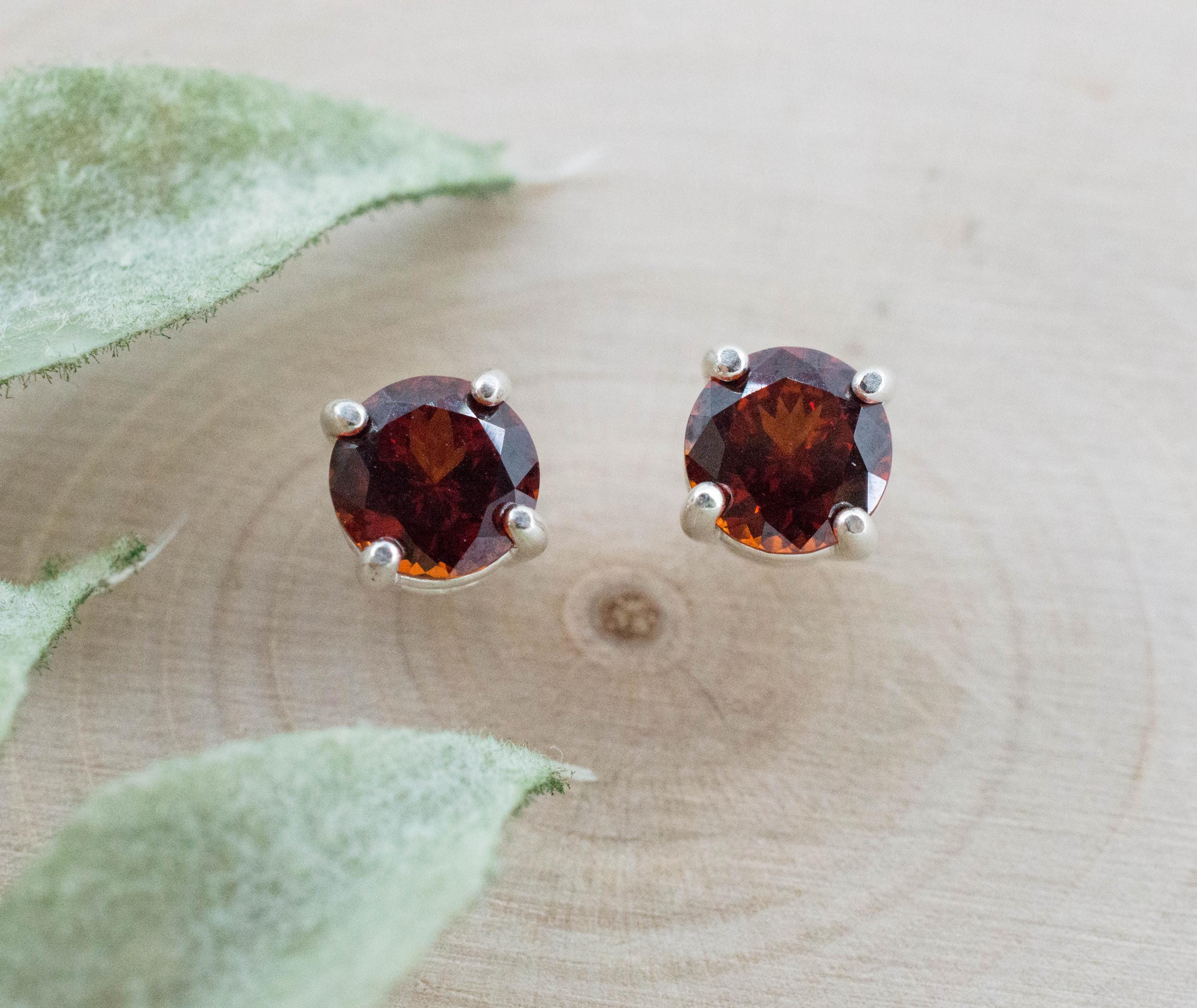 Spessartite Garnet Earrings; Natural Untreated Tanzania Lindi Garnet; 1.975cts