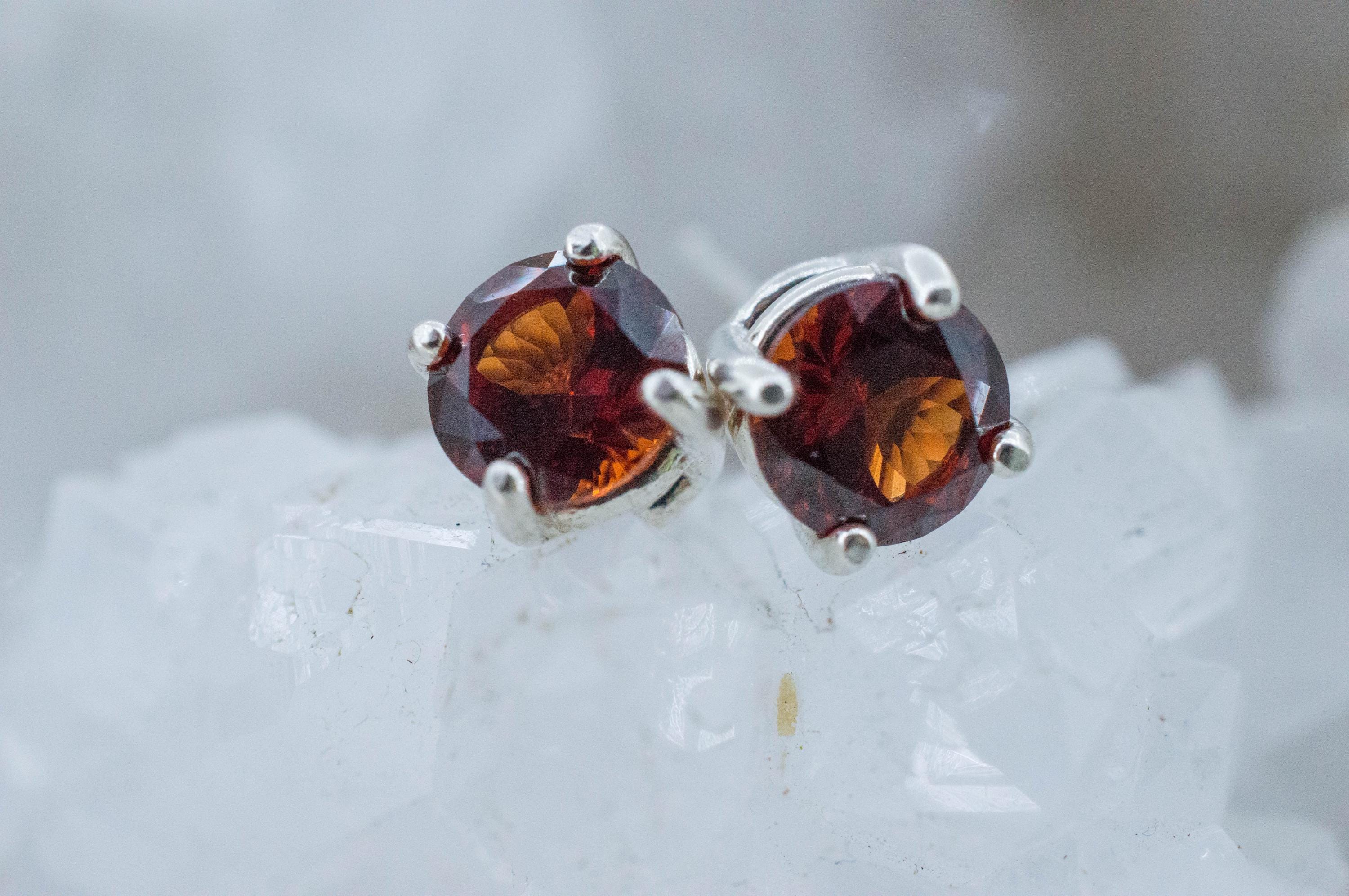 Spessartite Garnet Earrings; Natural Untreated Tanzania Lindi Garnet; 1.975cts