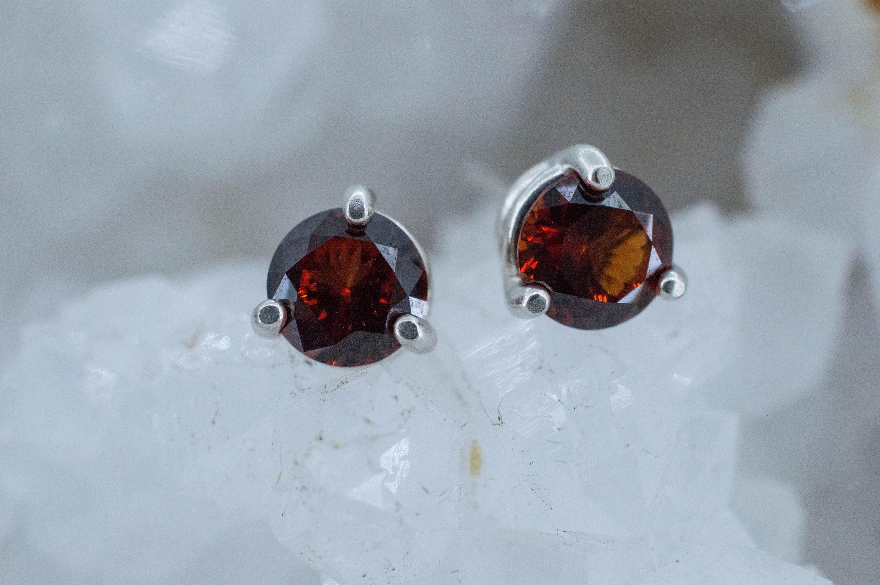 Spessartite Garnet Earrings; Natural Untreated Tanzania Lindi Garnet; 2.010cts