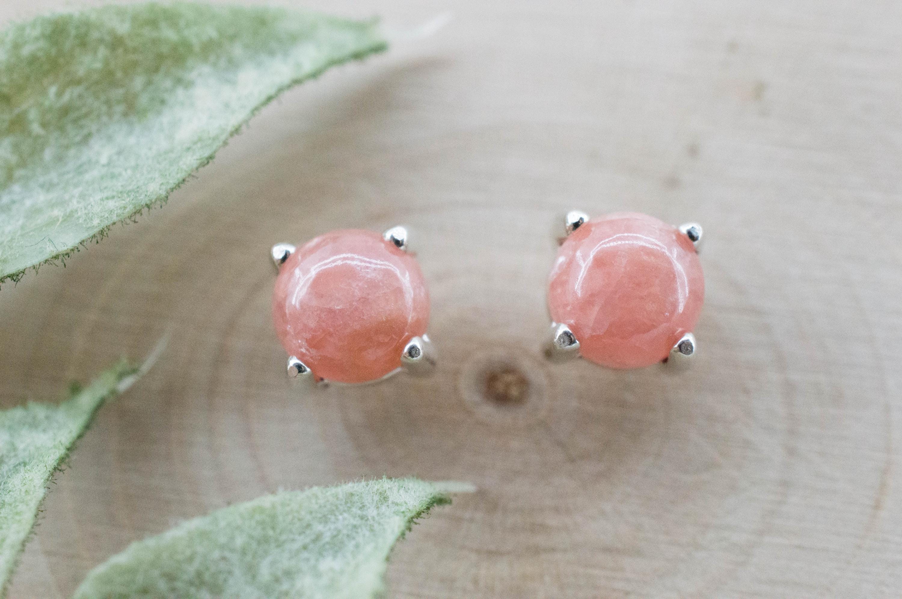 Rhodochrosite Earrings; Natural Untreated Argentina Rhodochrosite; 2.420cts