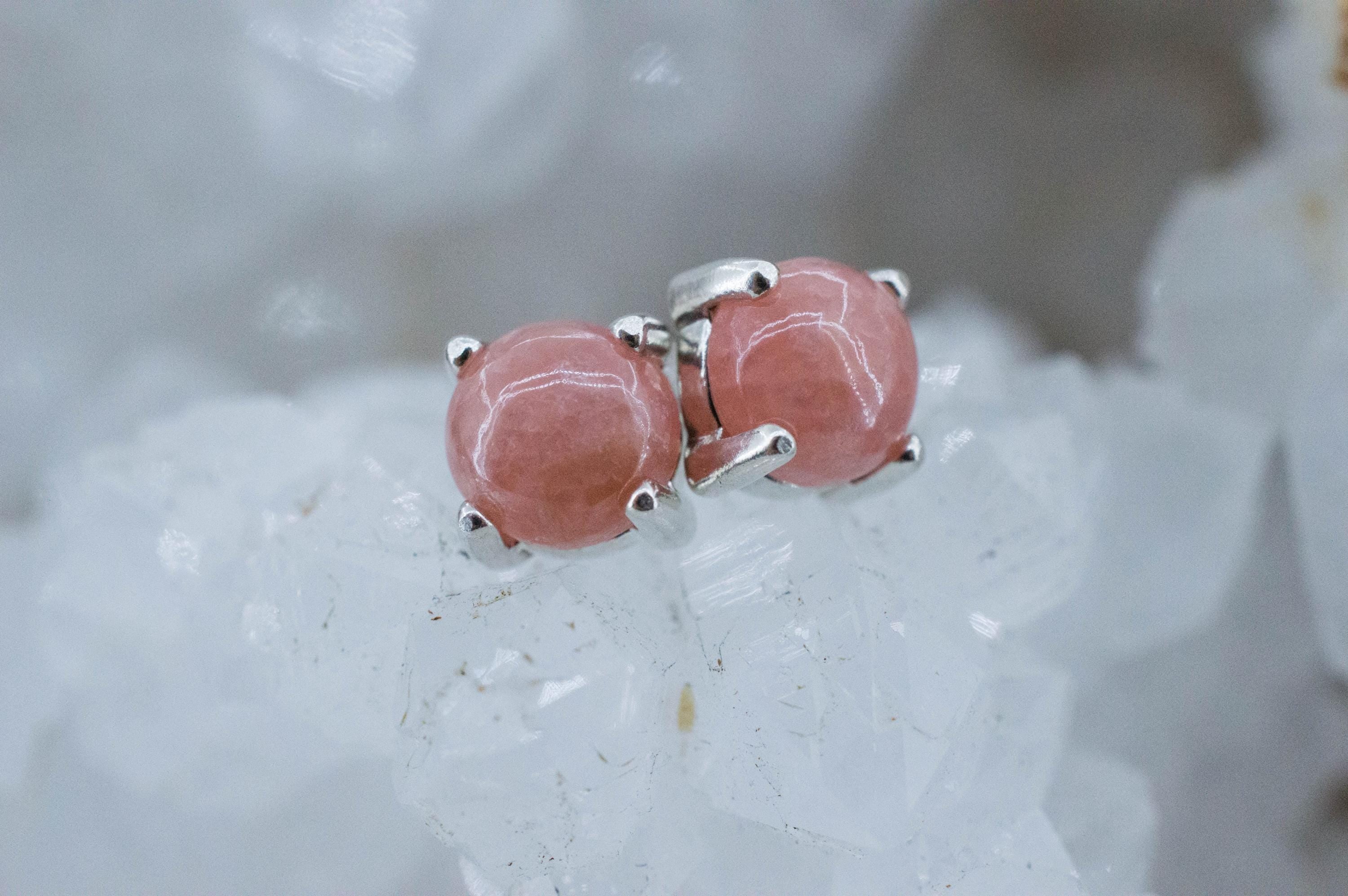 Rhodochrosite Earrings; Natural Untreated Argentina Rhodochrosite; 2.420cts