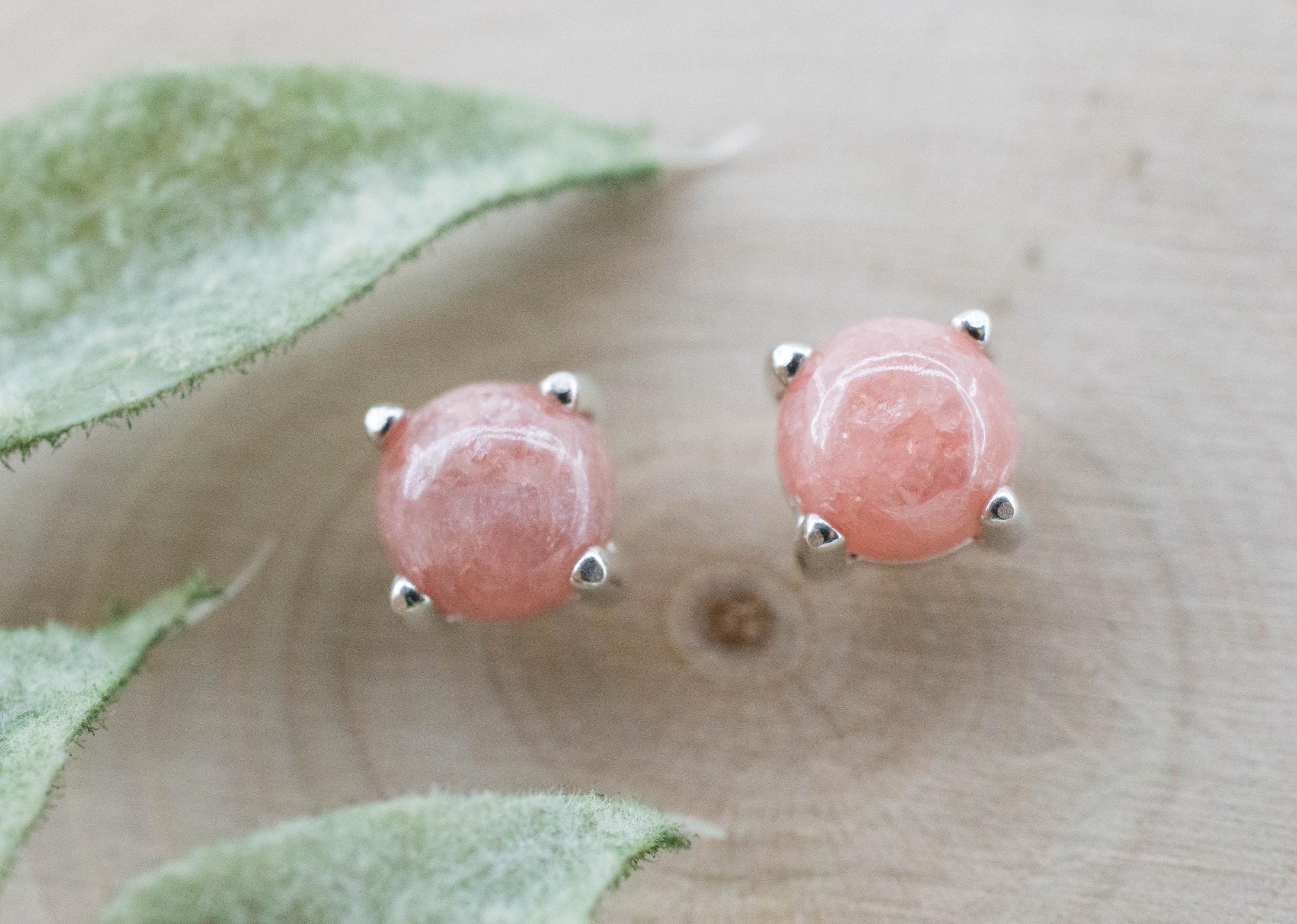 Rhodochrosite Earrings; Natural Untreated Argentina Rhodochrosite; 2.540cts