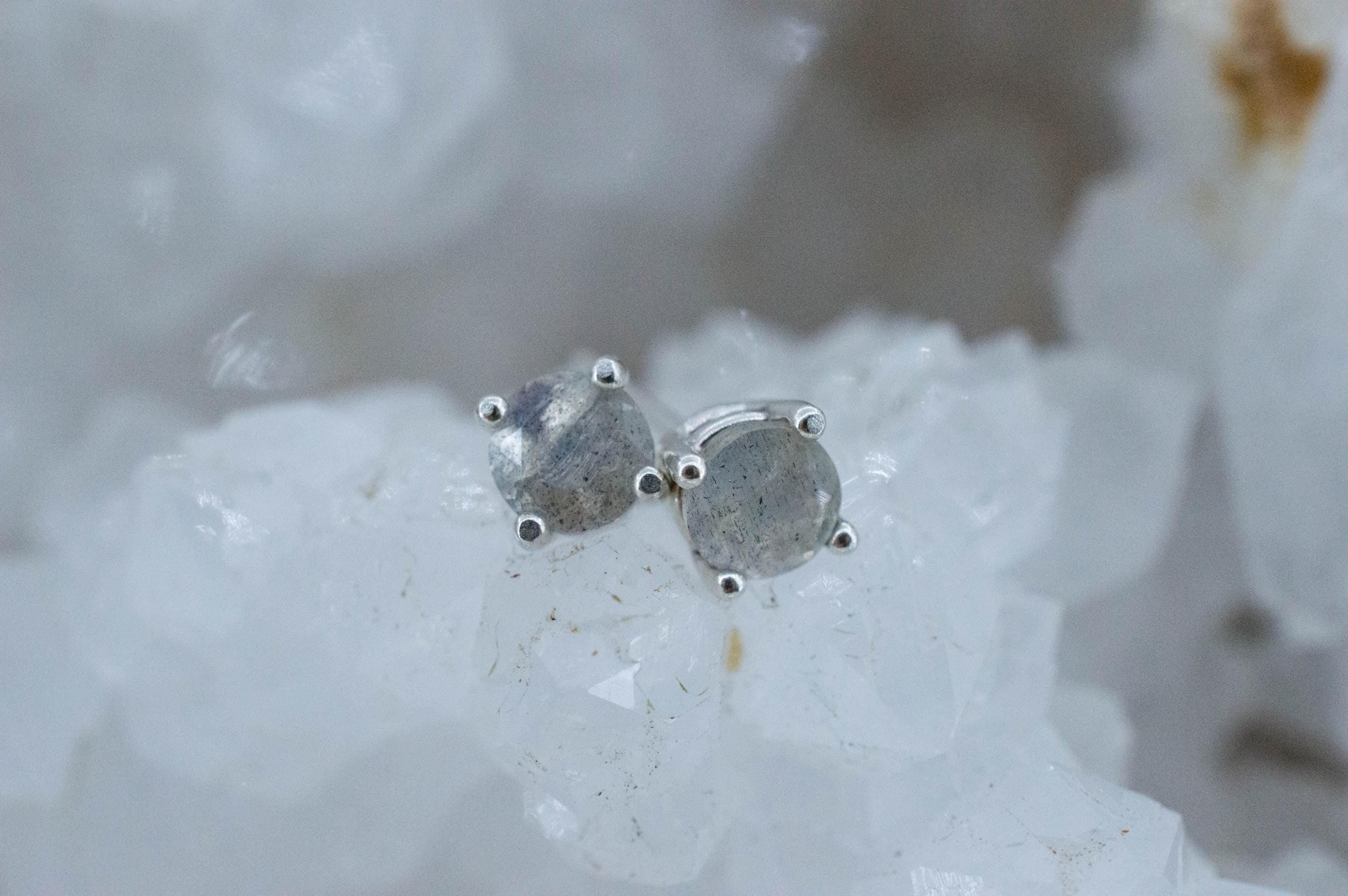 Labradorite Earrings; Natural Untreated Madagascar Labradorite; 0.675cts