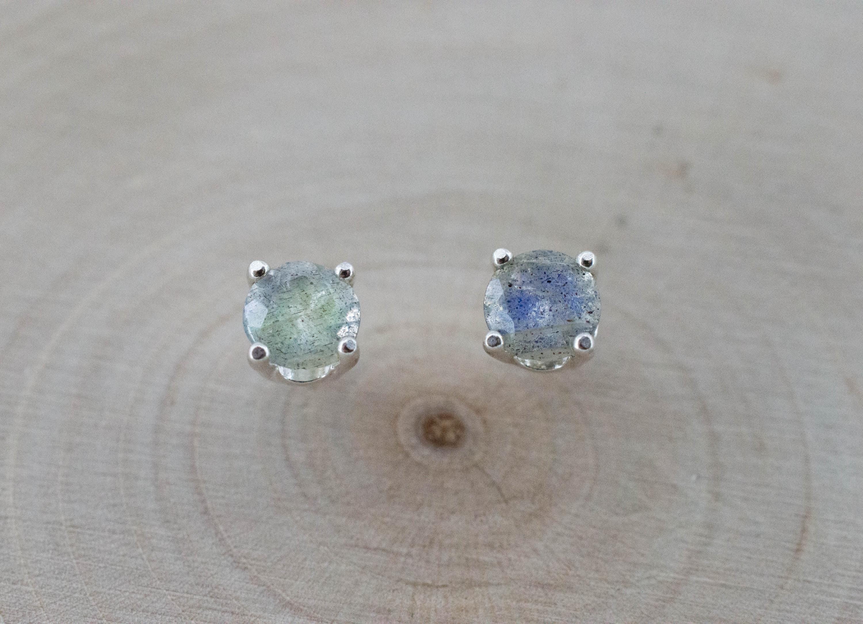 Labradorite Earrings; Natural Untreated Madagascar Labradorite; 0.760cts - Mark Oliver Gems