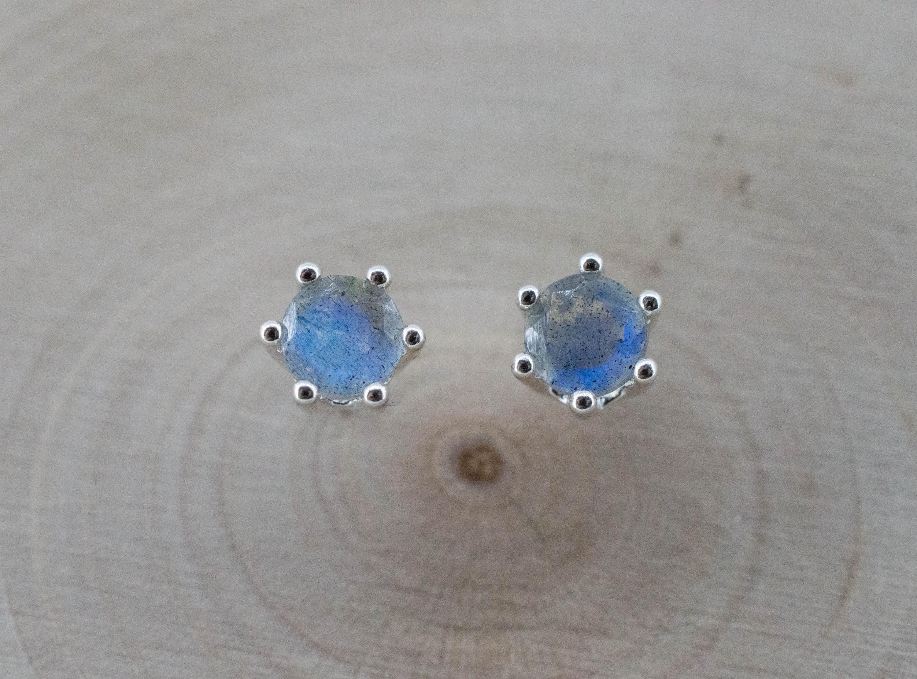 Labradorite Earrings; Natural Untreated Madagascar Labradorite; 0.810cts - Mark Oliver Gems
