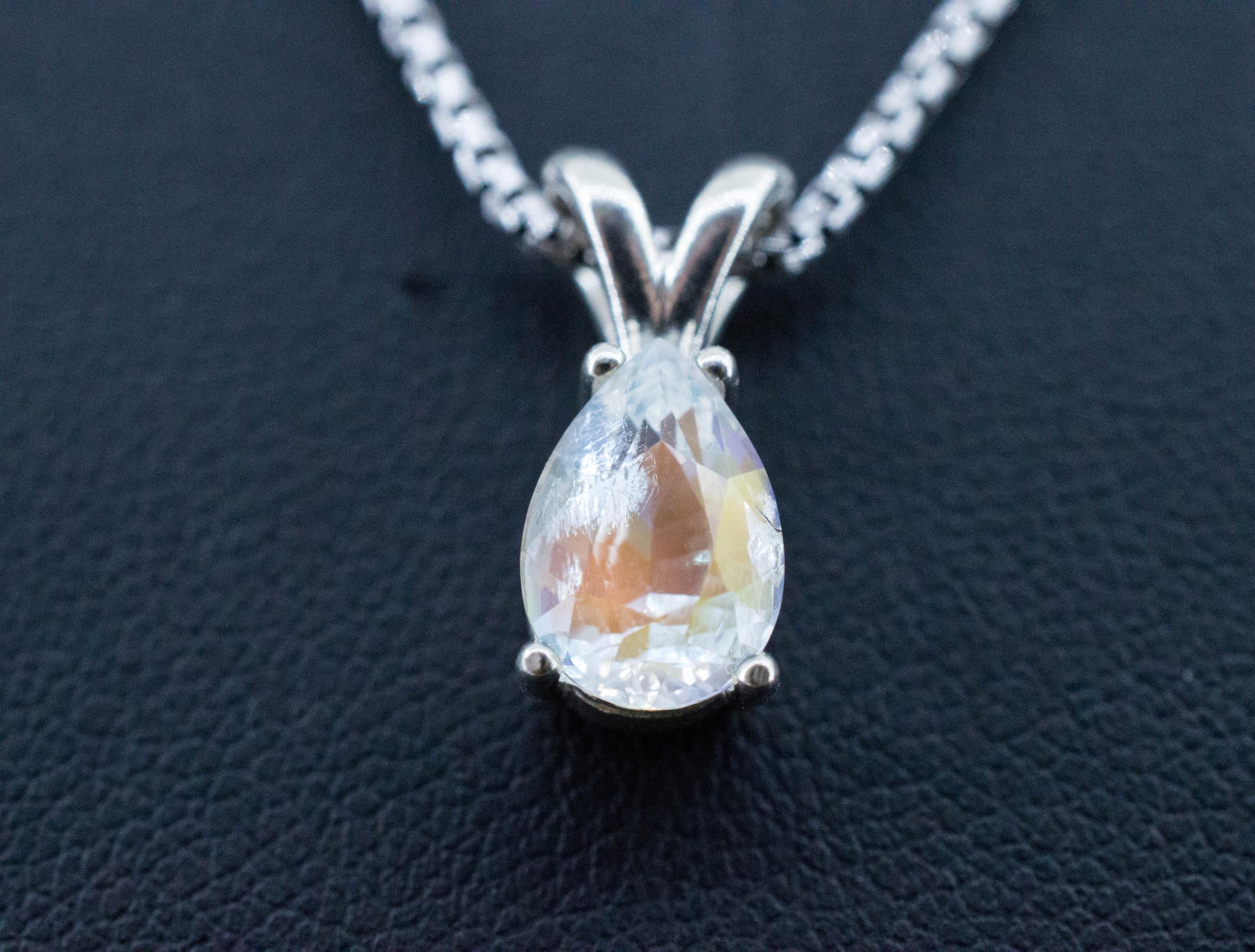 Rainbow Moonstone Pendant, Natural Untreated Madagascar Moonstone; 1.500cts