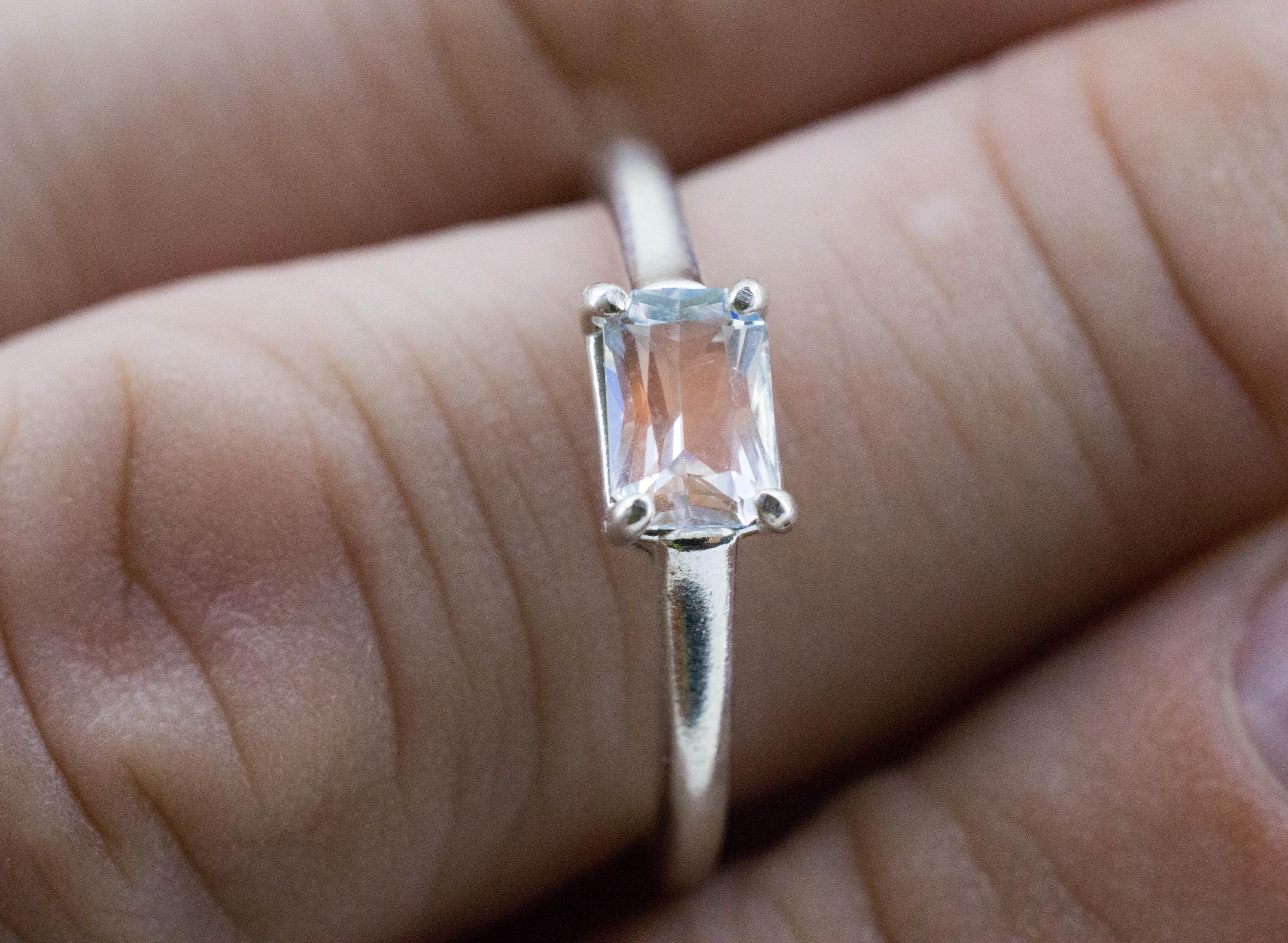 Rainbow Moonstone Ring, Natural Untreated Madagascar Moonstone; 0.630cts