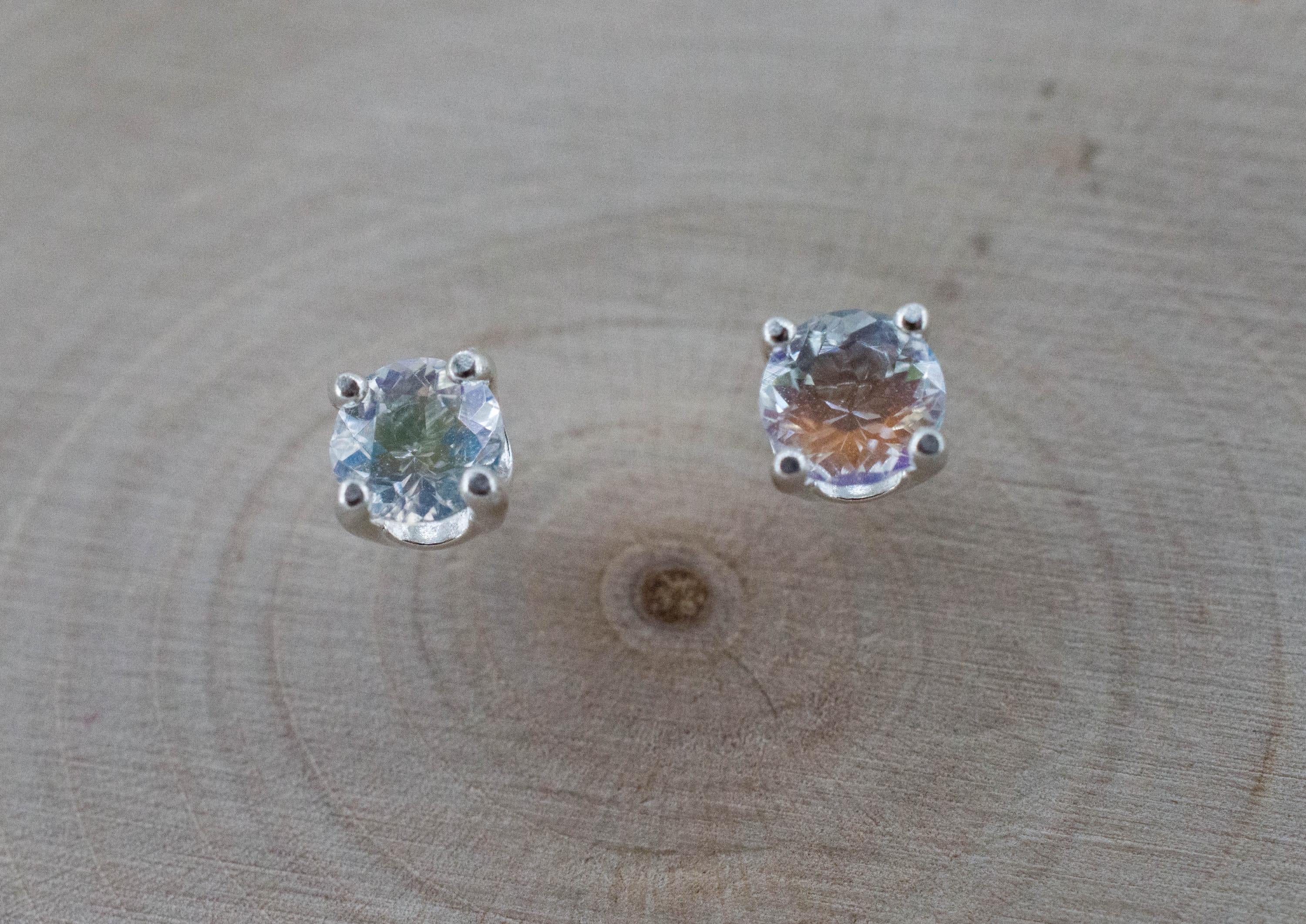 Rainbow Moonstone Earrings, Natural Untreated Madagascar Moonstone; 0.620cts