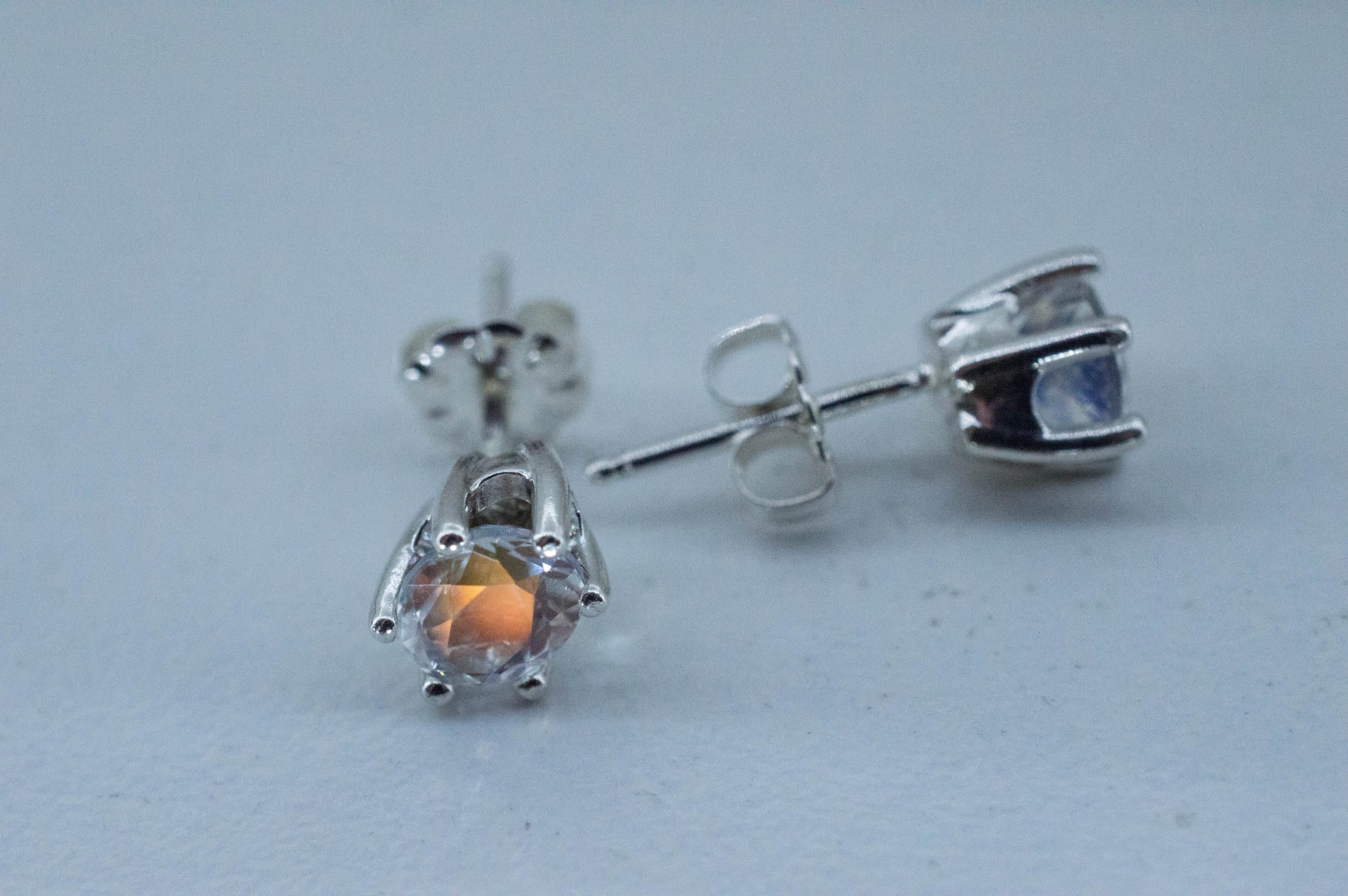 Rainbow Moonstone Earrings, Natural Untreated Madagascar Moonstone; 1.190cts