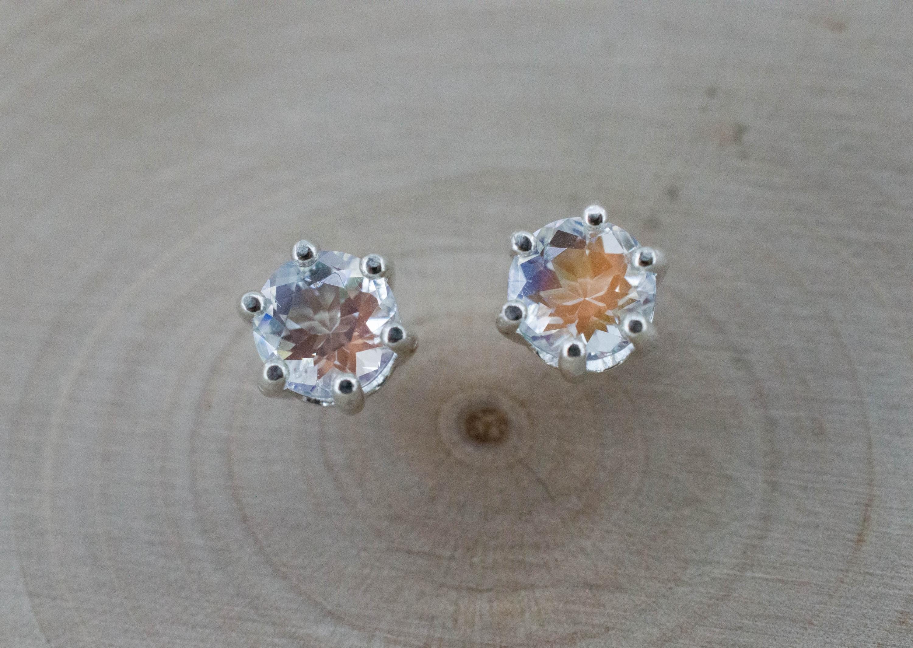 Rainbow Moonstone Earrings, Natural Untreated Madagascar Moonstone; 1.330cts