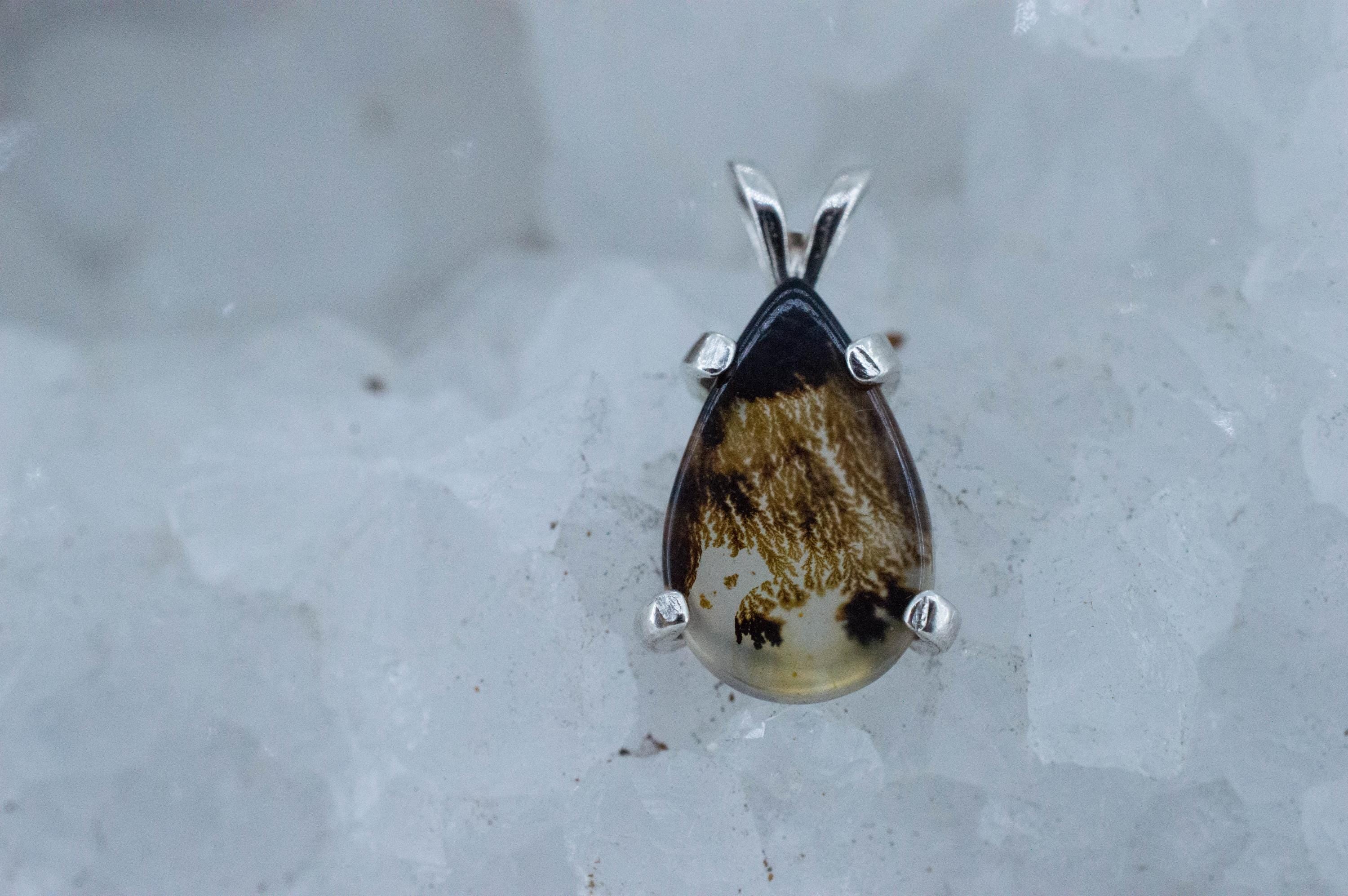 Dendritic Agate Pendant; Natural Untreated India Sanjar Agate; 2.090cts - Mark Oliver Gems