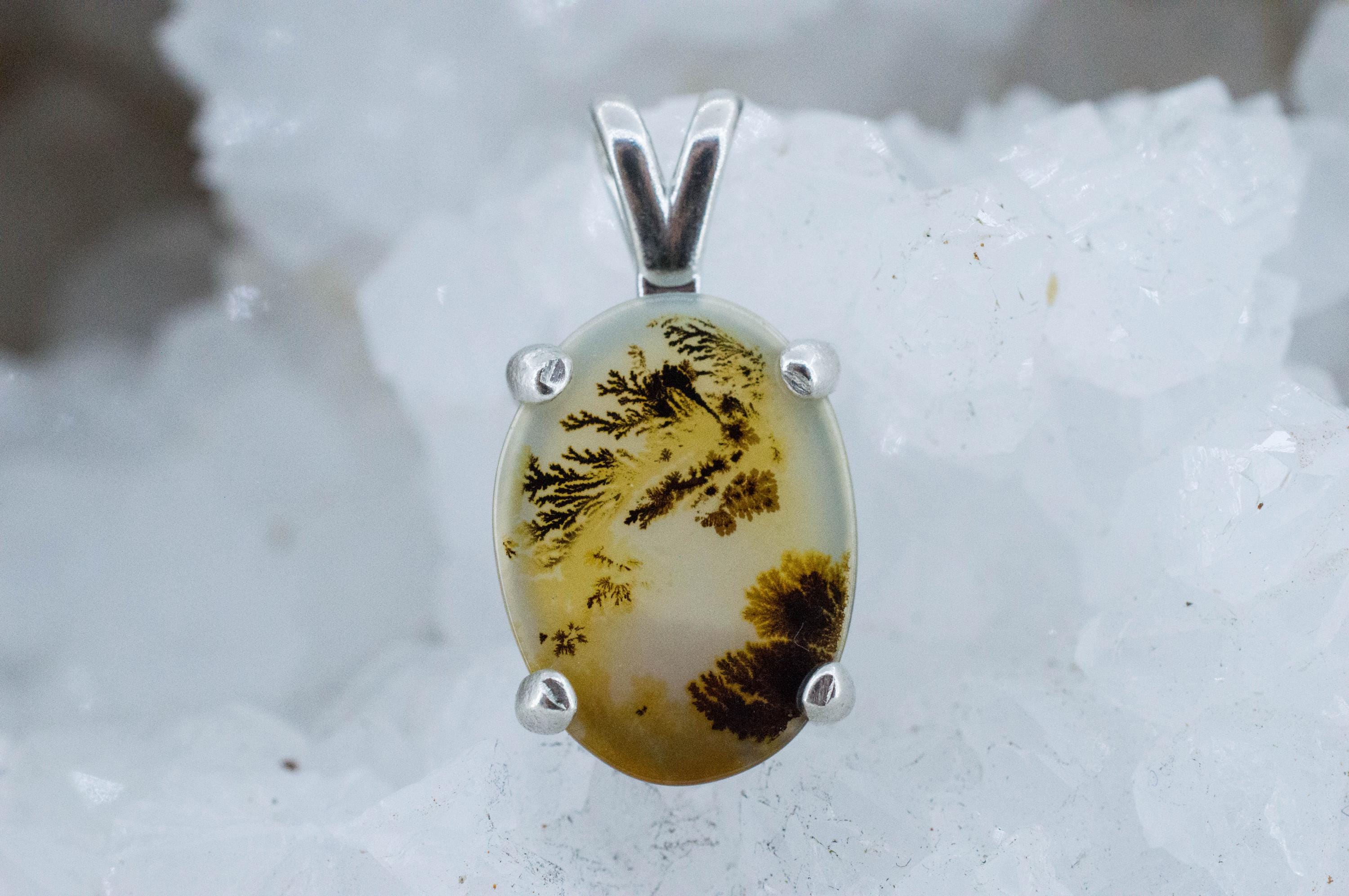 Dendritic Agate Pendant; Natural Untreated India Sanjar Agate; 3.510cts - Mark Oliver Gems