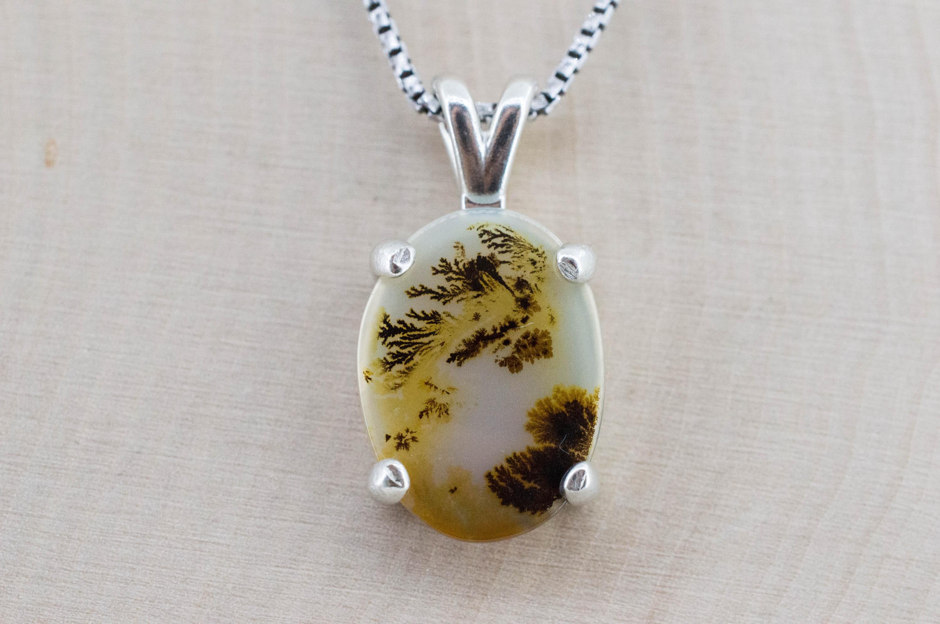 Dendritic Agate Pendant; Natural Untreated India Sanjar Agate; 3.510cts - Mark Oliver Gems