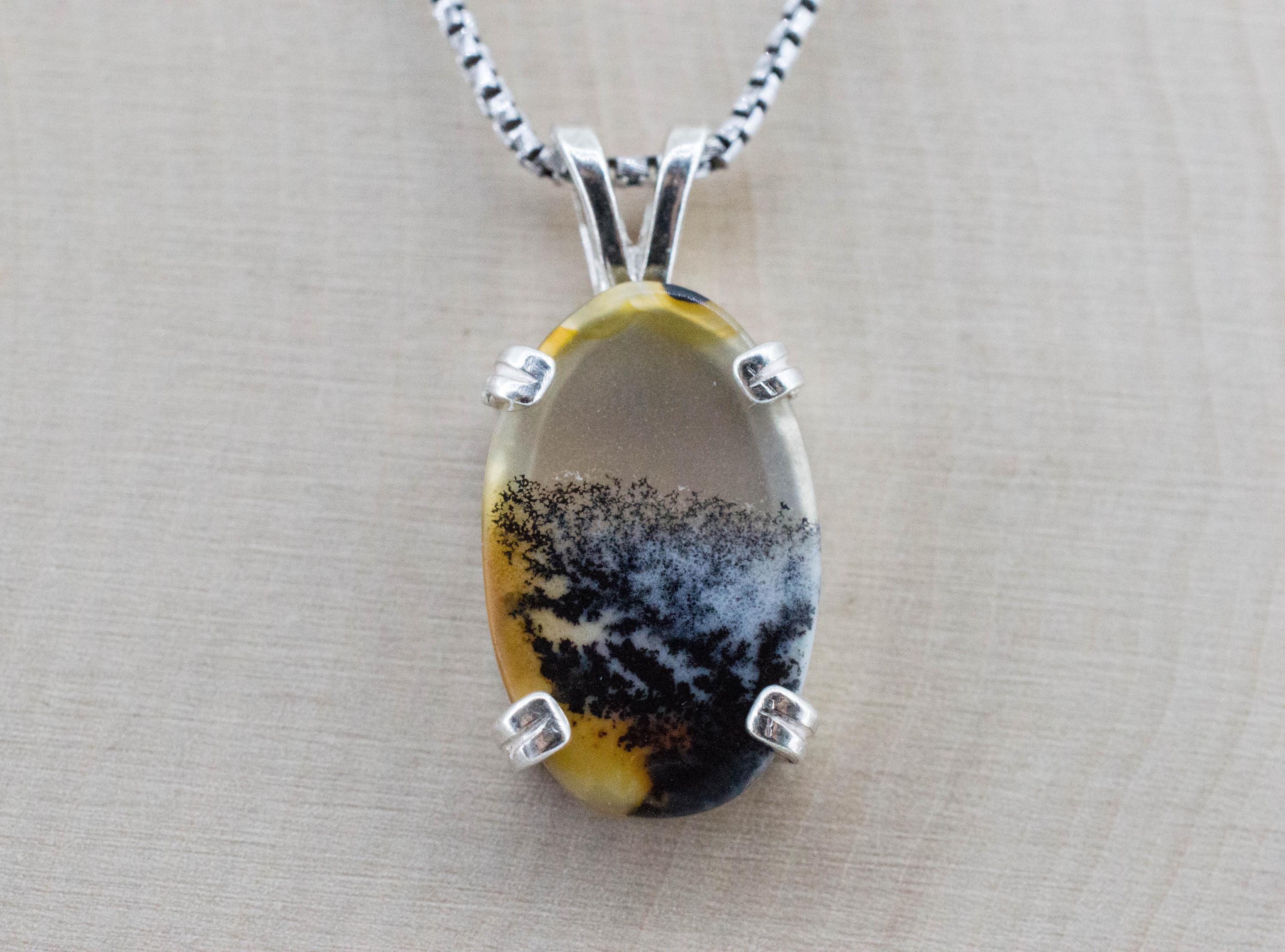 Dendritic Agate Pendant; Natural Untreated India Sanjar Agate; 4.420cts - Mark Oliver Gems