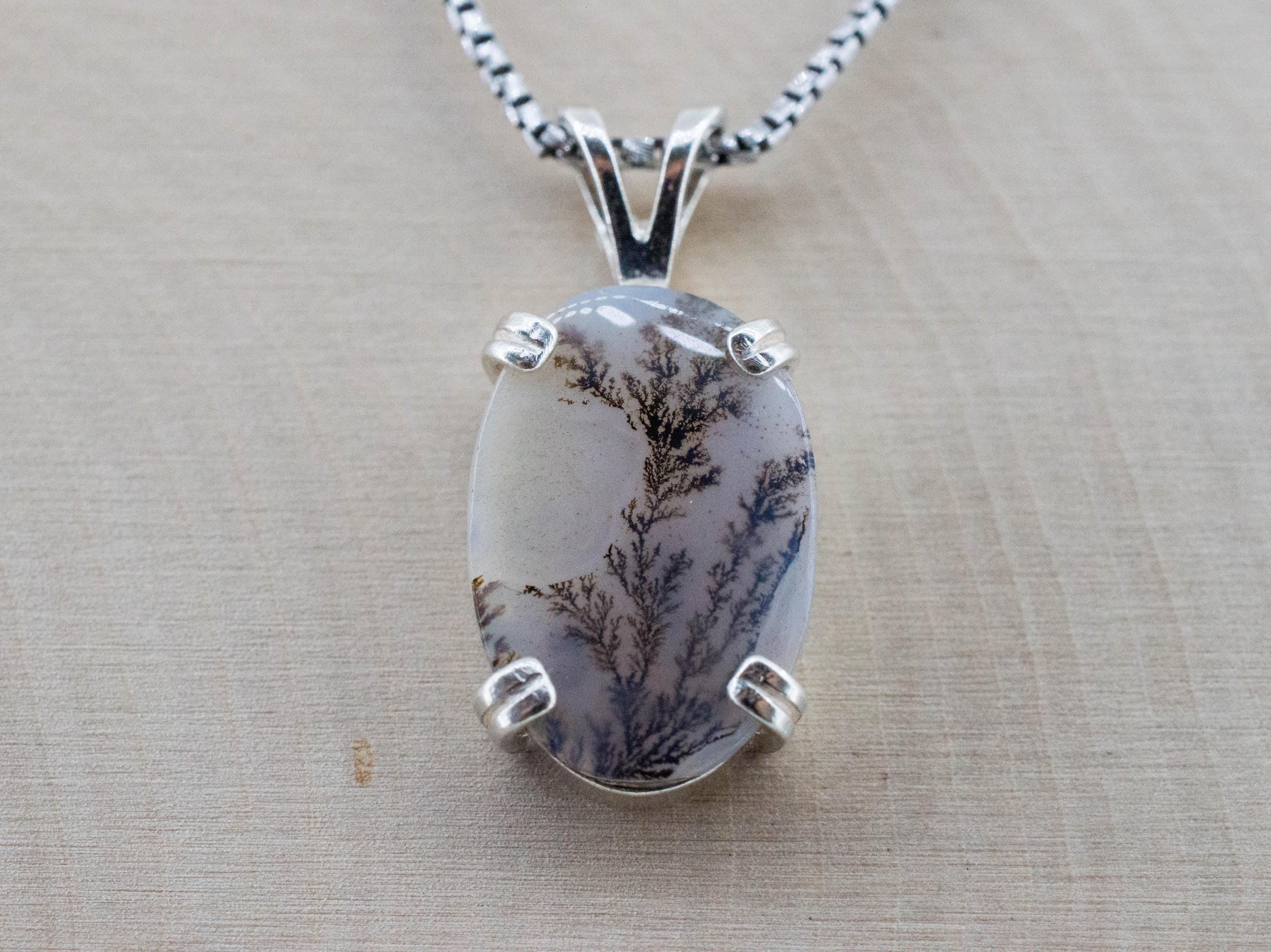 Dendritic Agate Pendant; Natural Untreated India Sanjar Agate; 4.480cts - Mark Oliver Gems