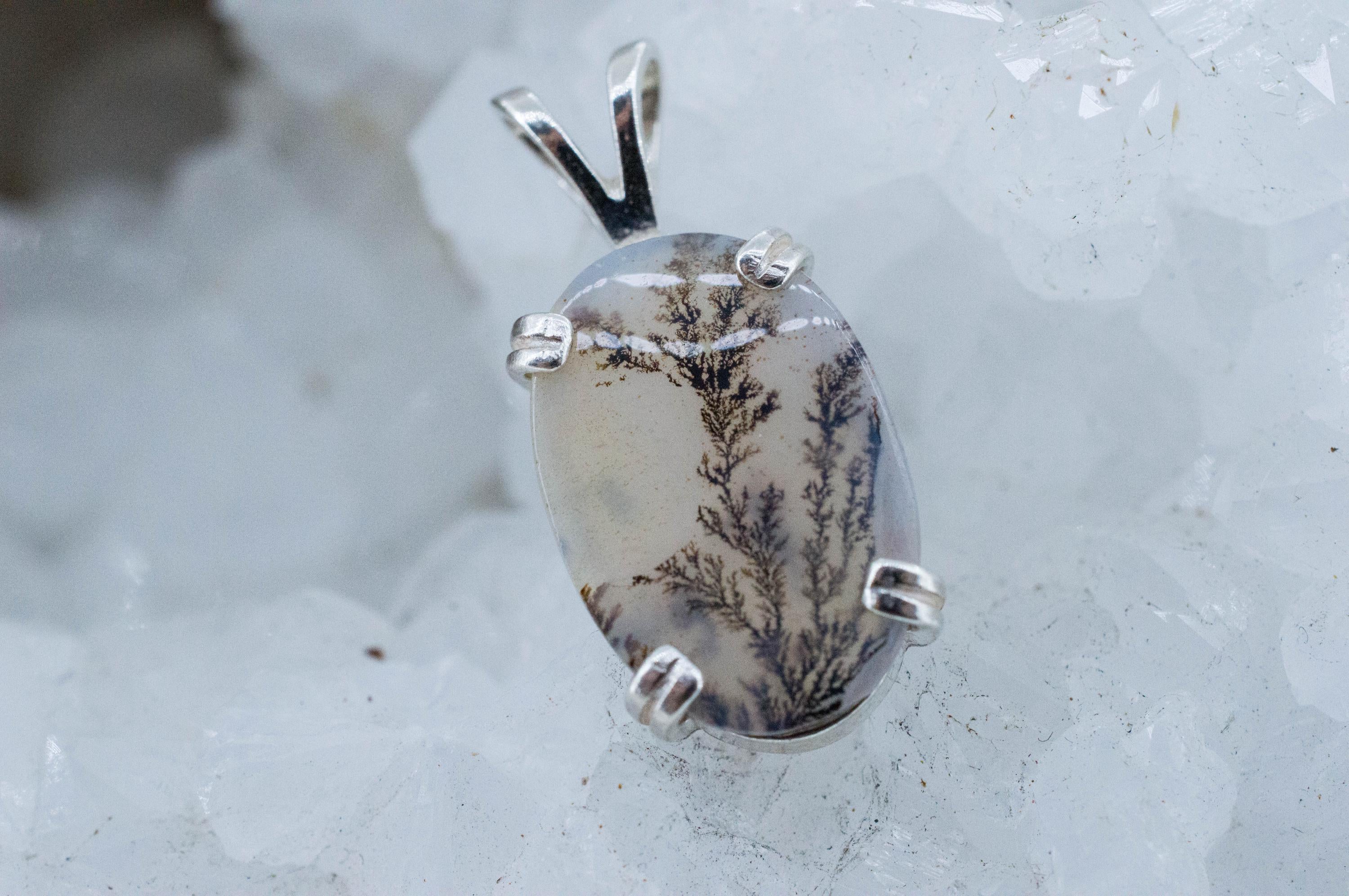 Dendritic Agate Pendant; Natural Untreated India Sanjar Agate; 4.480cts - Mark Oliver Gems