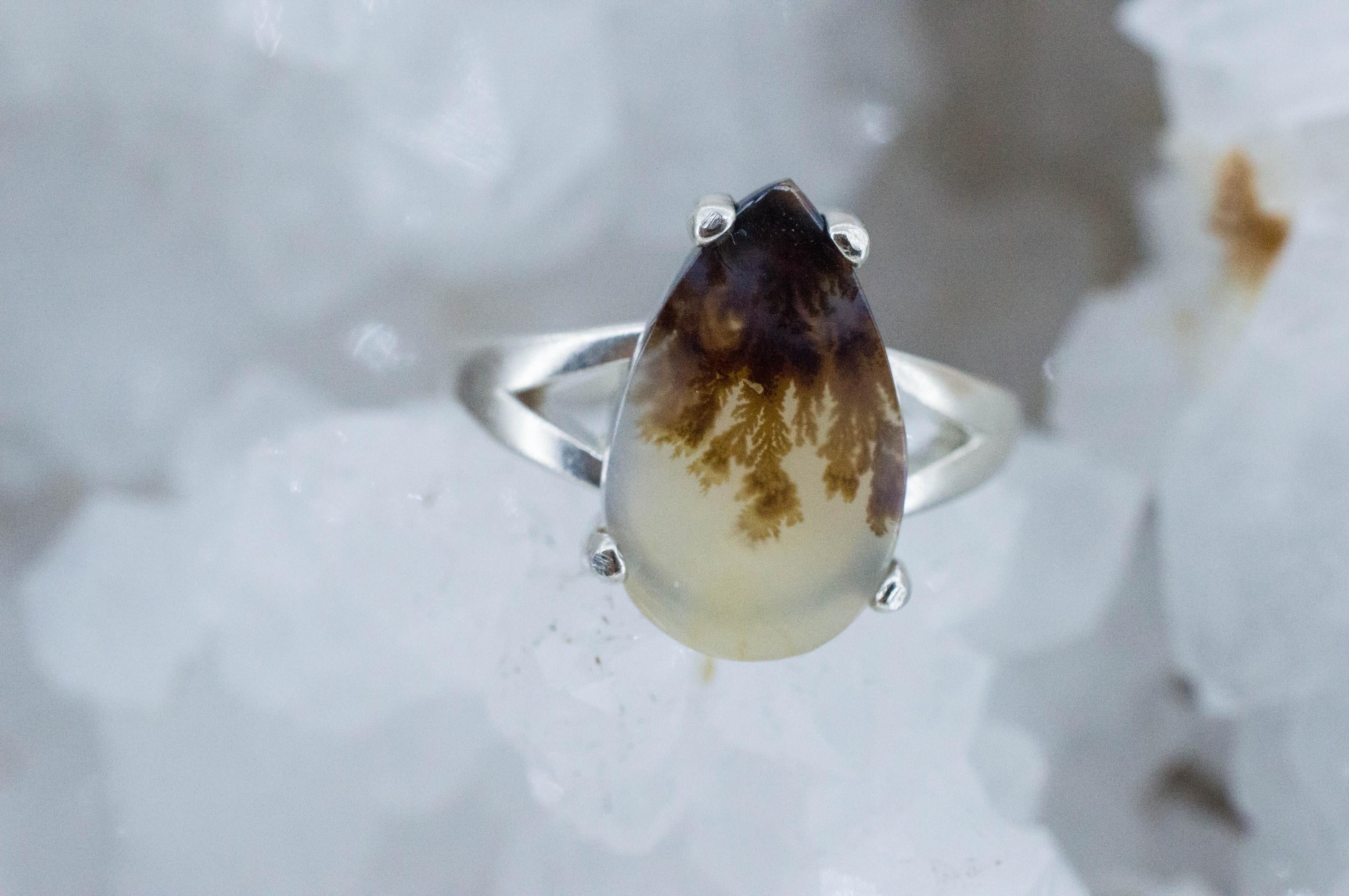 Dendritic Agate Ring; Natural Untreated India Sanjar Agate; 3.115cts - Mark Oliver Gems