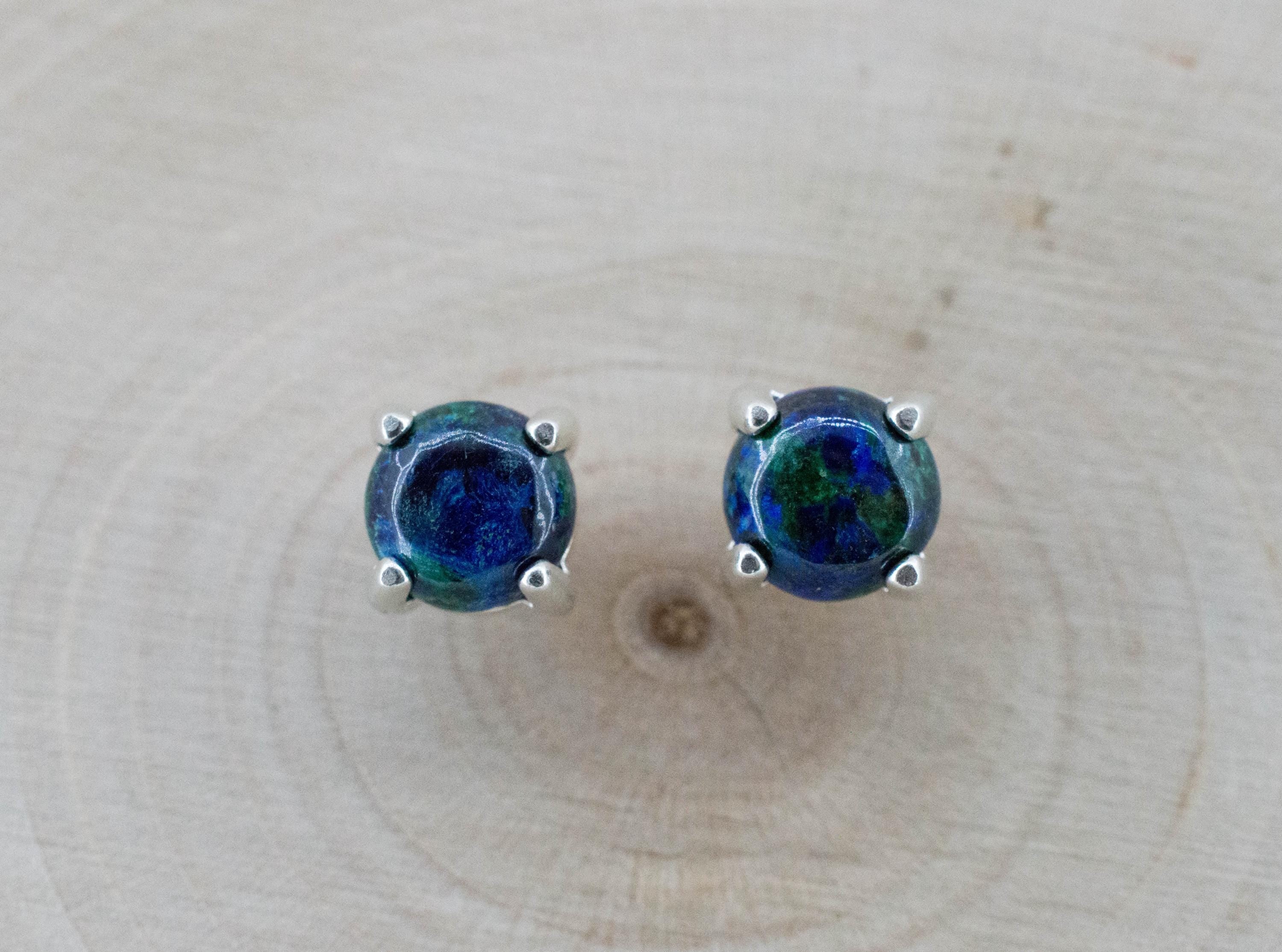 Azurite Malachite Earrings; Natural Untreated Arizona Azurmalachite; 1.920cts - Mark Oliver Gems