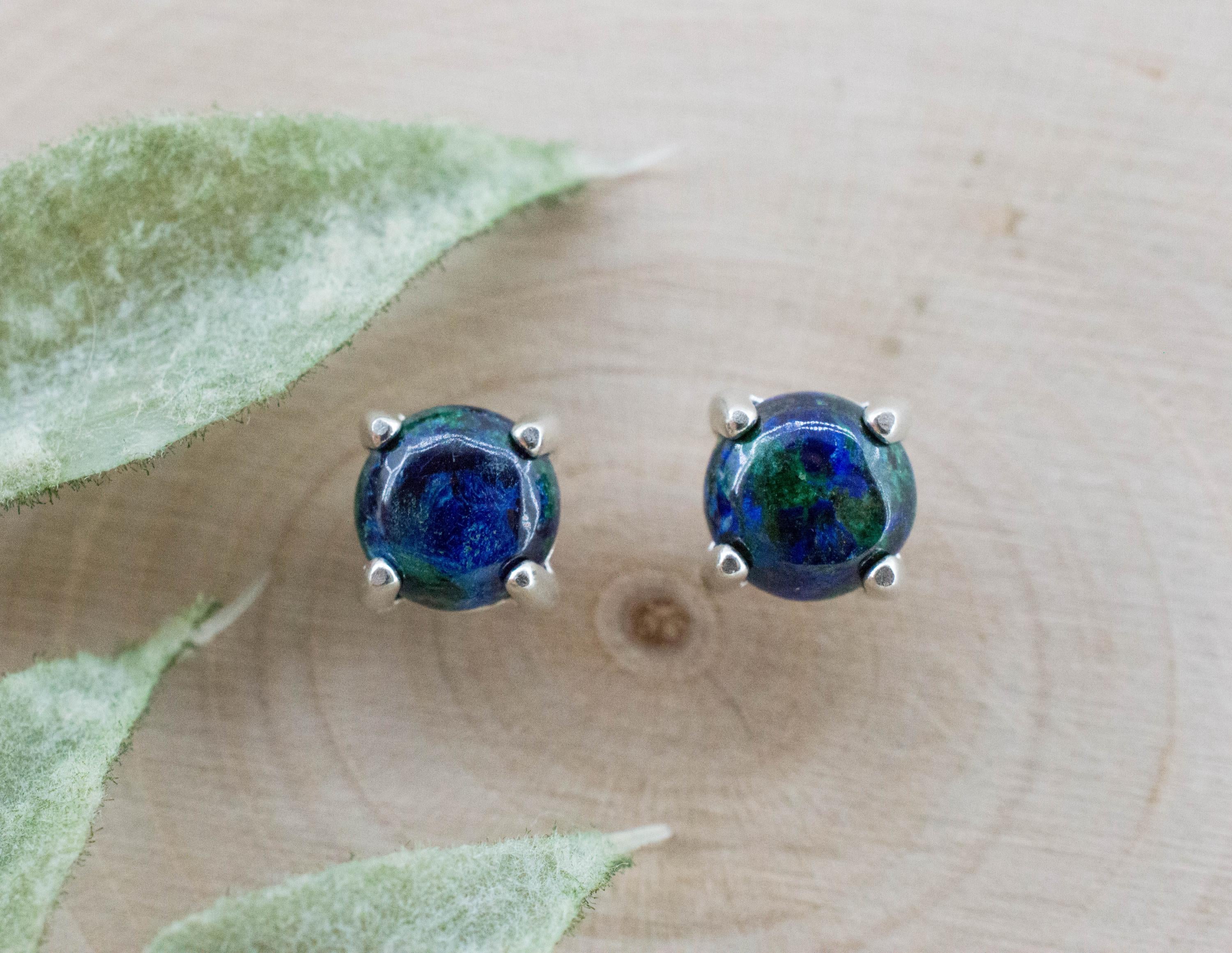 Azurite Malachite Earrings; Natural Untreated Arizona Azurmalachite; 1.920cts - Mark Oliver Gems