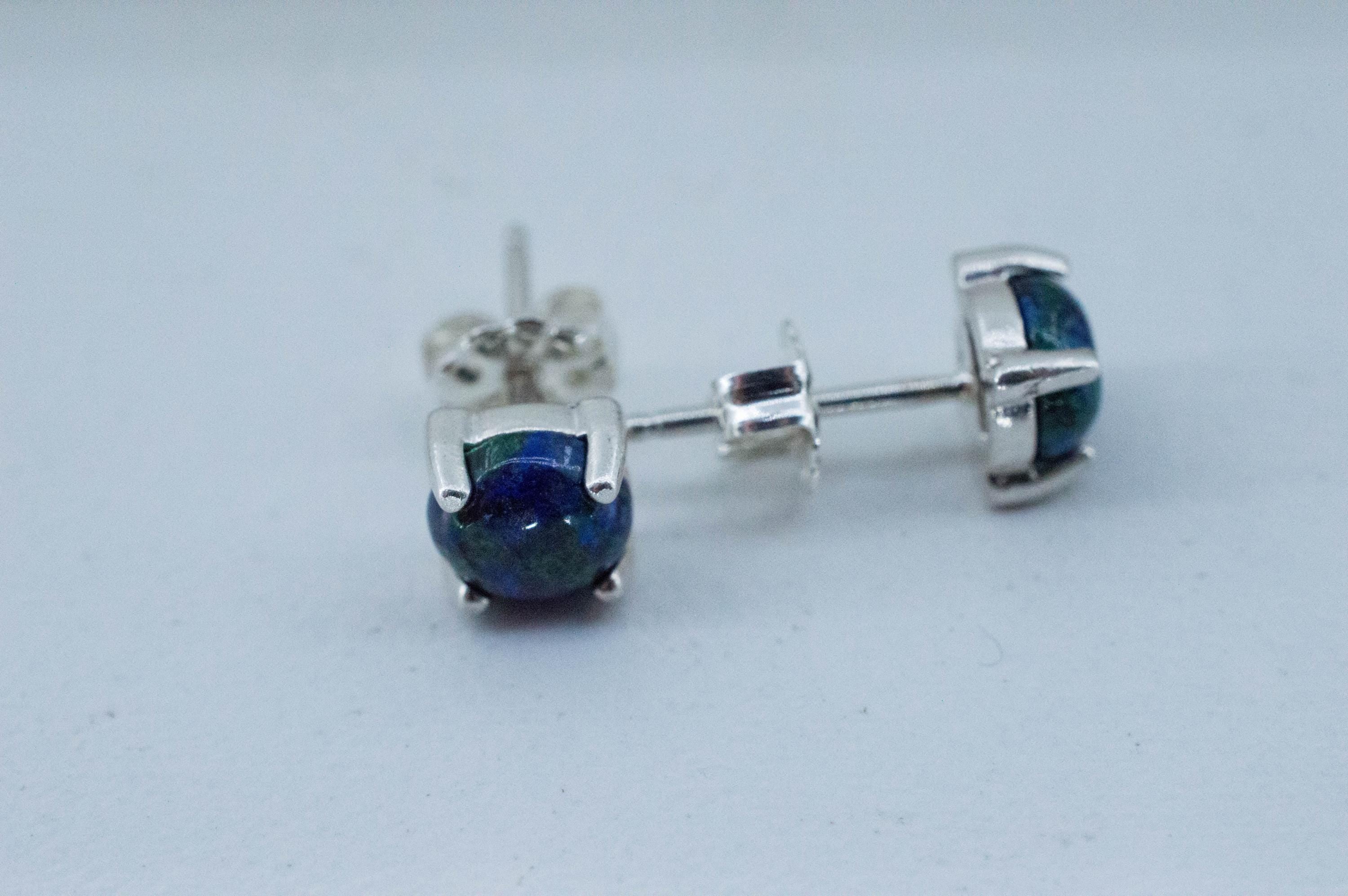 Azurite Malachite Earrings; Natural Untreated Arizona Azurmalachite; 1.920cts - Mark Oliver Gems